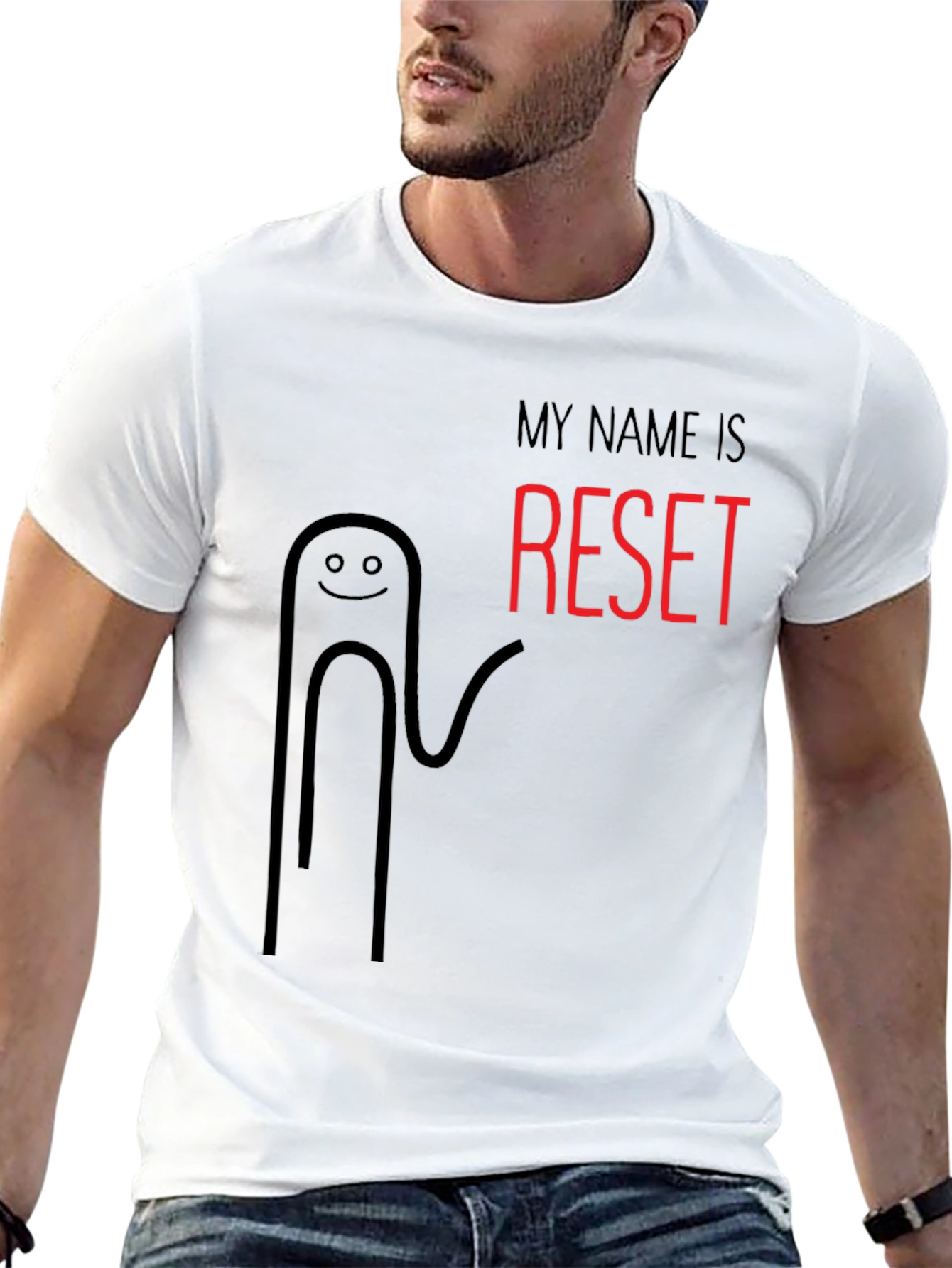 My Name Is Reset Funny Black T-Shirt