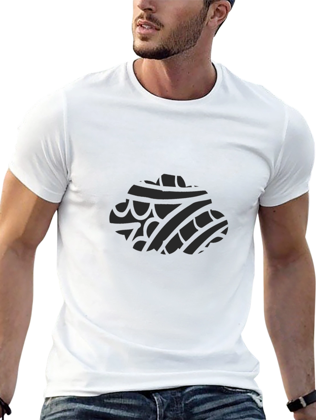 Mens Black T-Shirt with Tribal Design