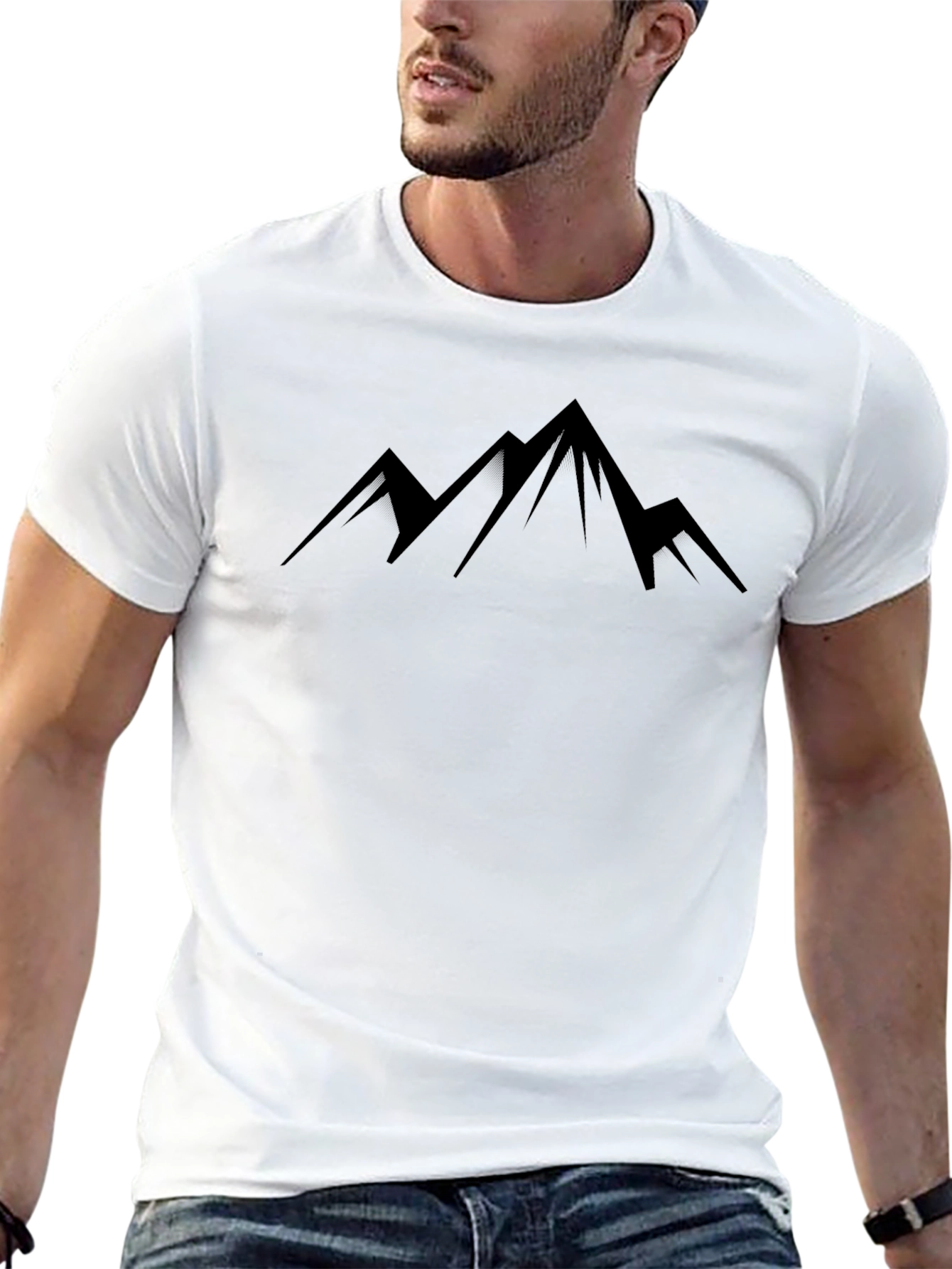 Mountain Peak Graphic Tee - Black Casual T-Shirt