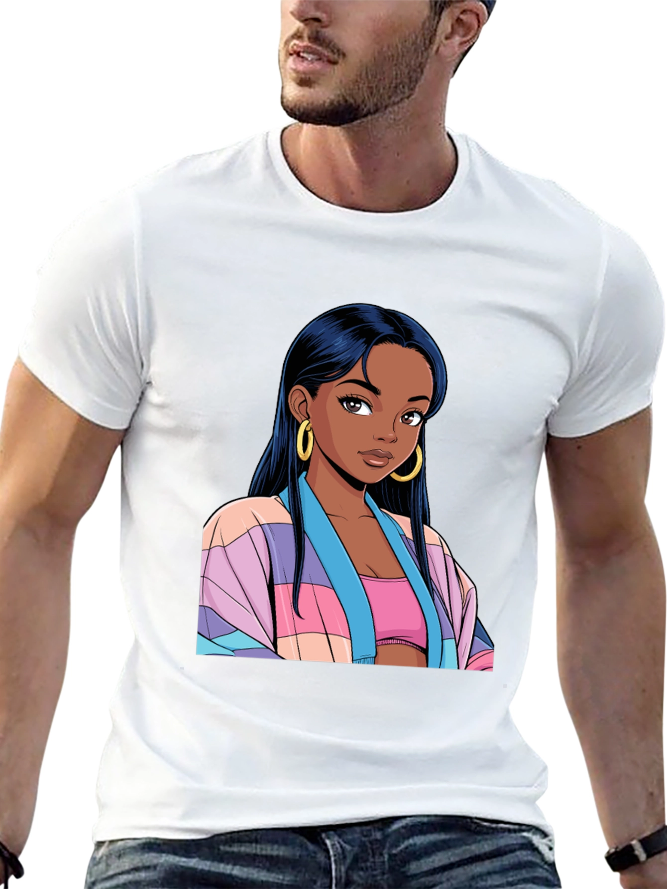 Anime Girl Graphic Black T-Shirt