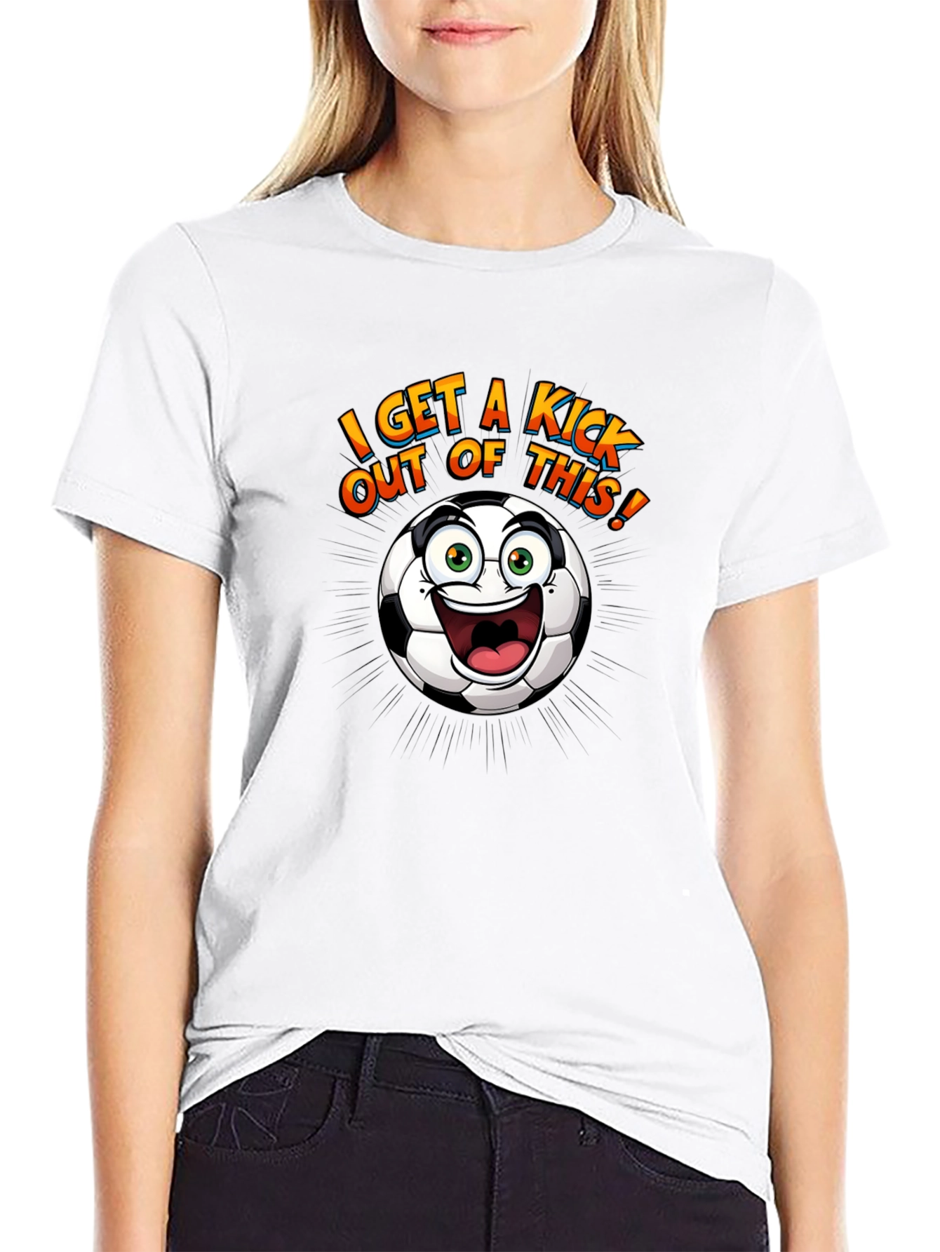 Funny Soccer Ball Cartoon Graphic T-Shirt
