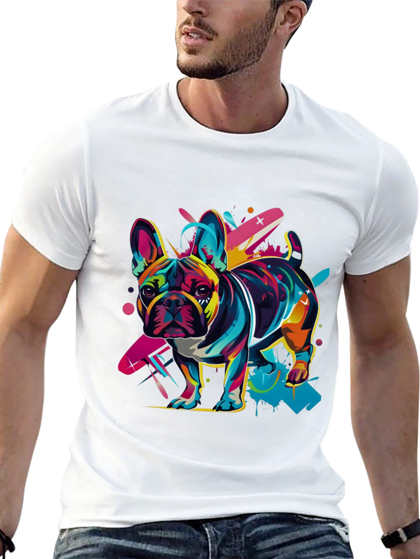 Vibrant French Bulldog Graphic Tee - Black