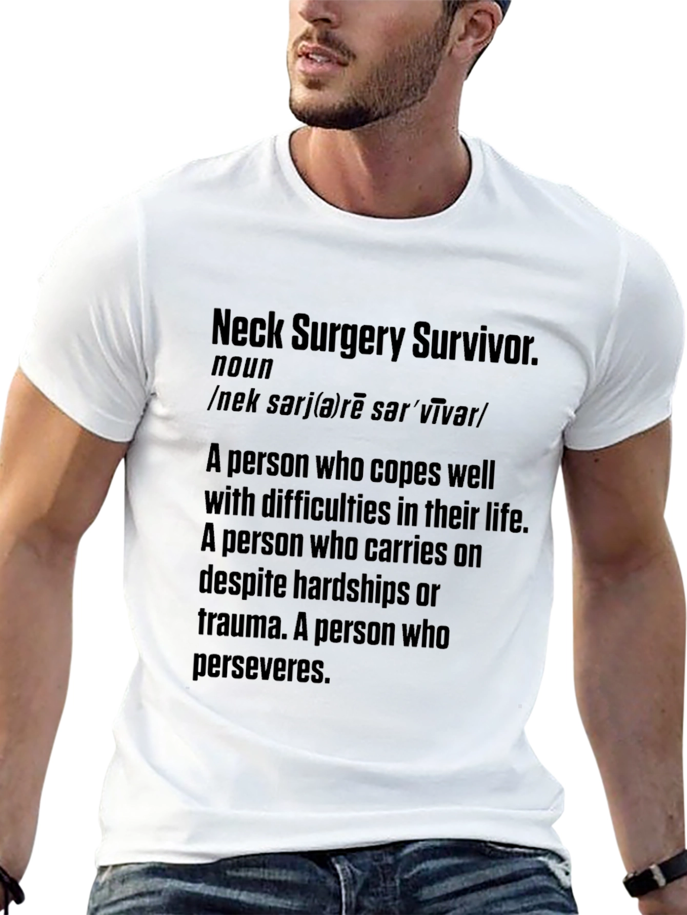 Neck Surgery Survivor Black T-Shirt