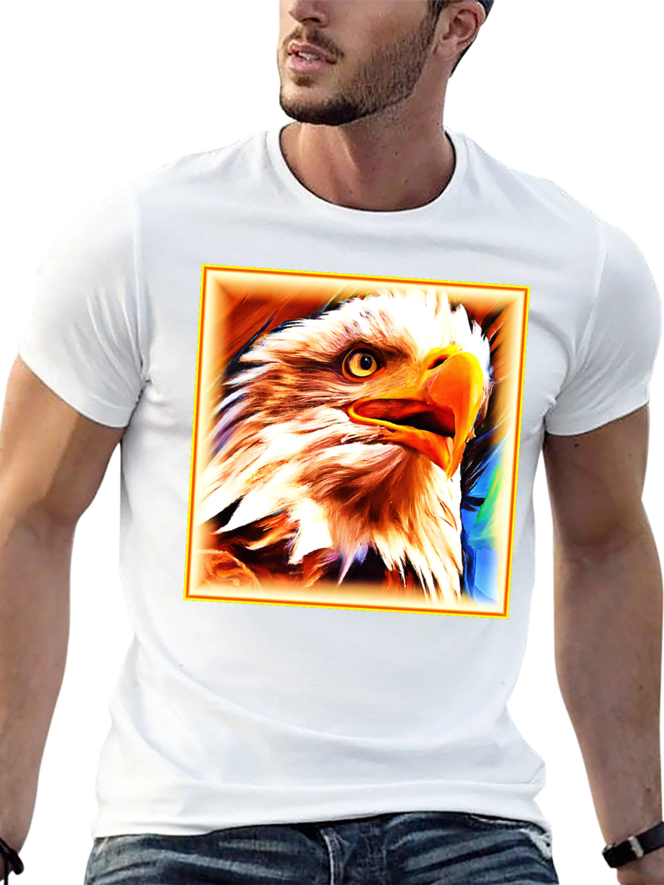 Bald Eagle Graphic Print Black T-Shirt