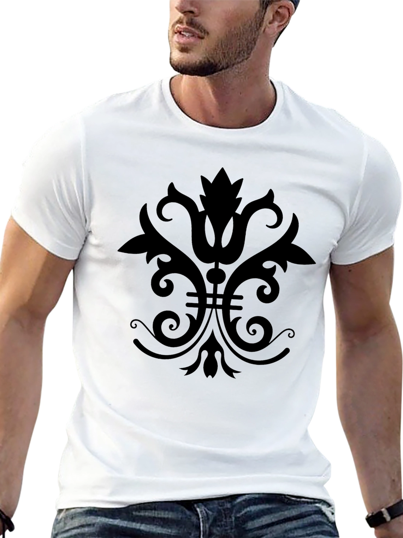 Elegant Black Graphic Tee for Men