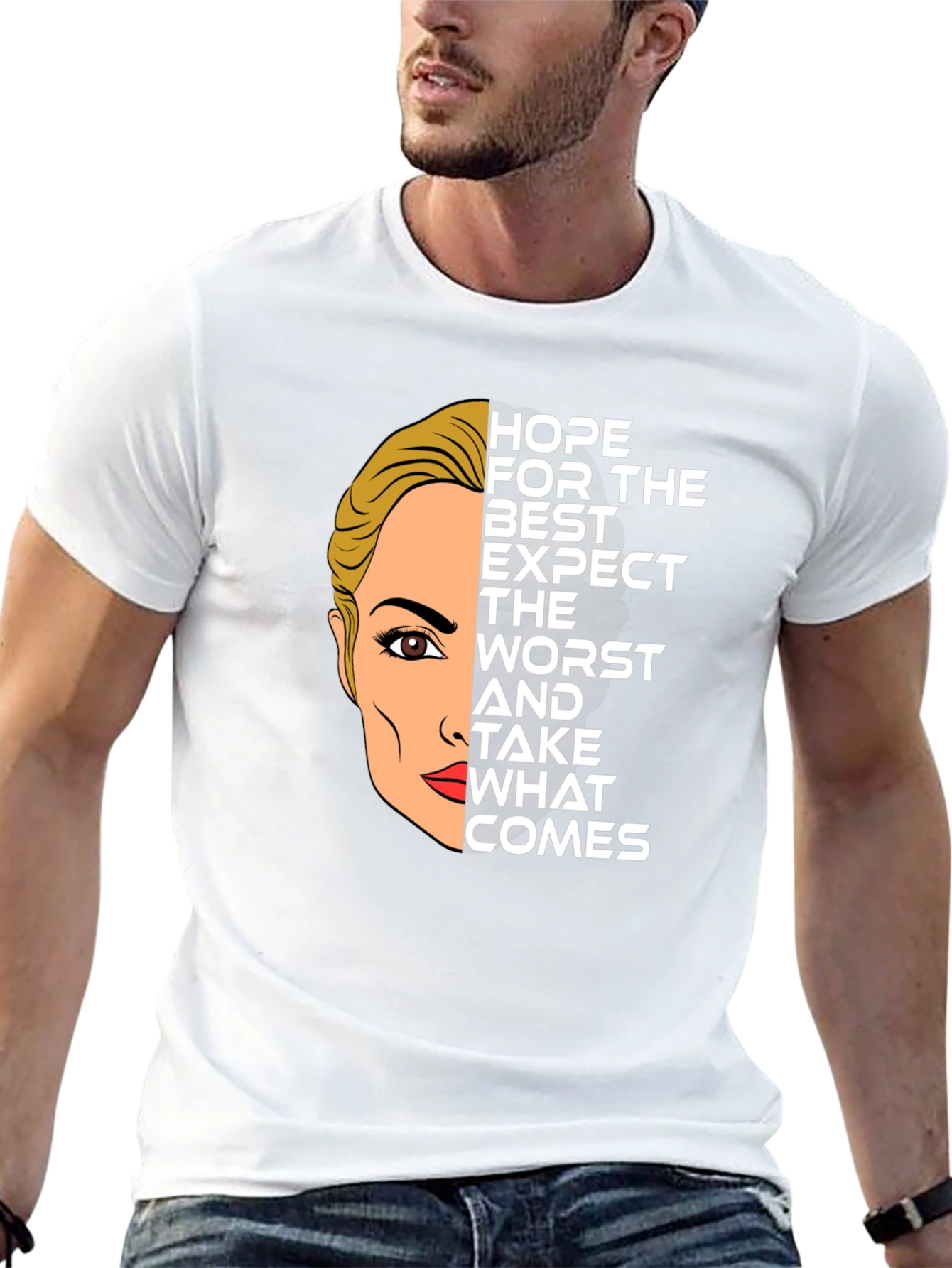 Hope For The Best Graphic Print Black Tee