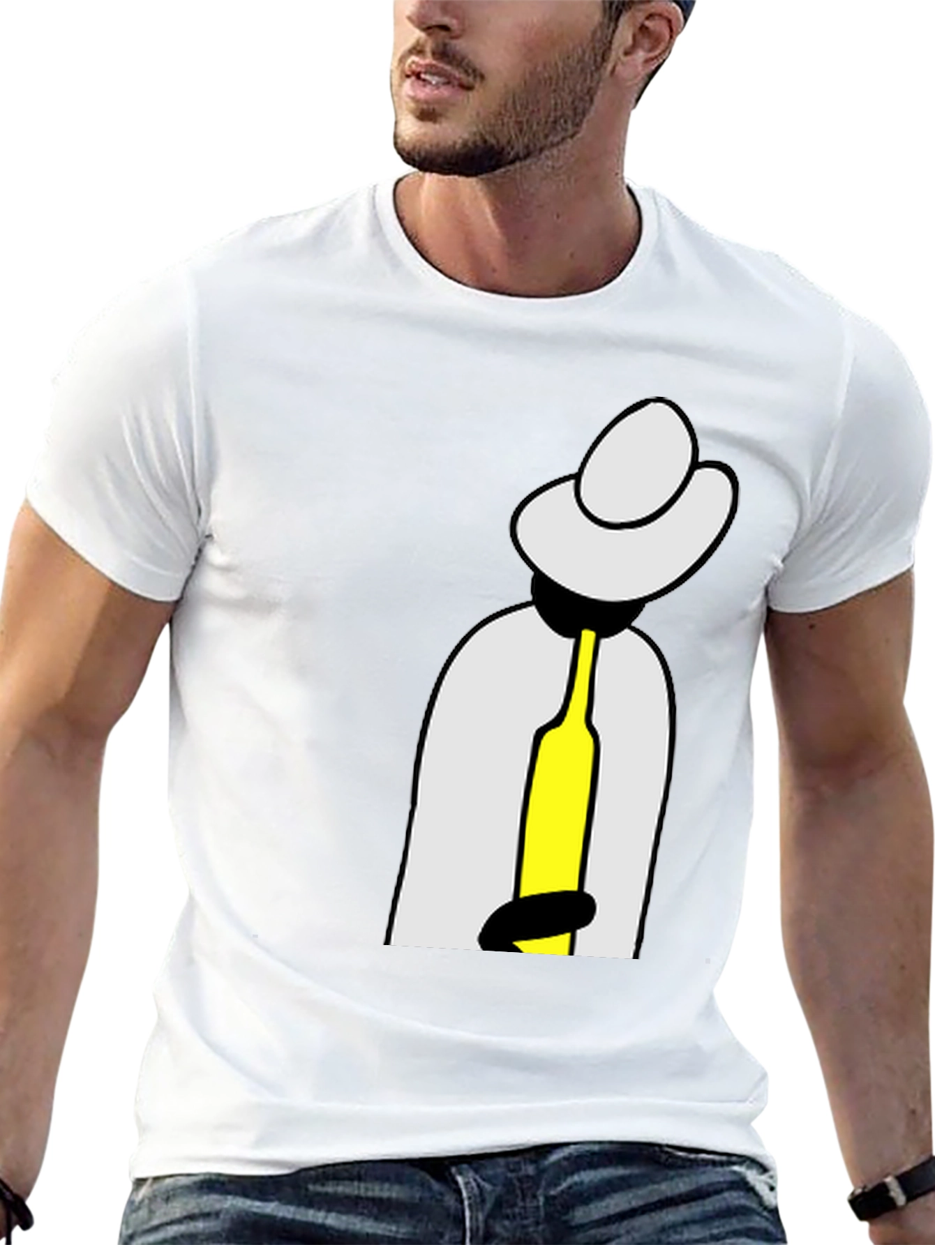 Abstract Man with Bottle Graphic T-Shirt