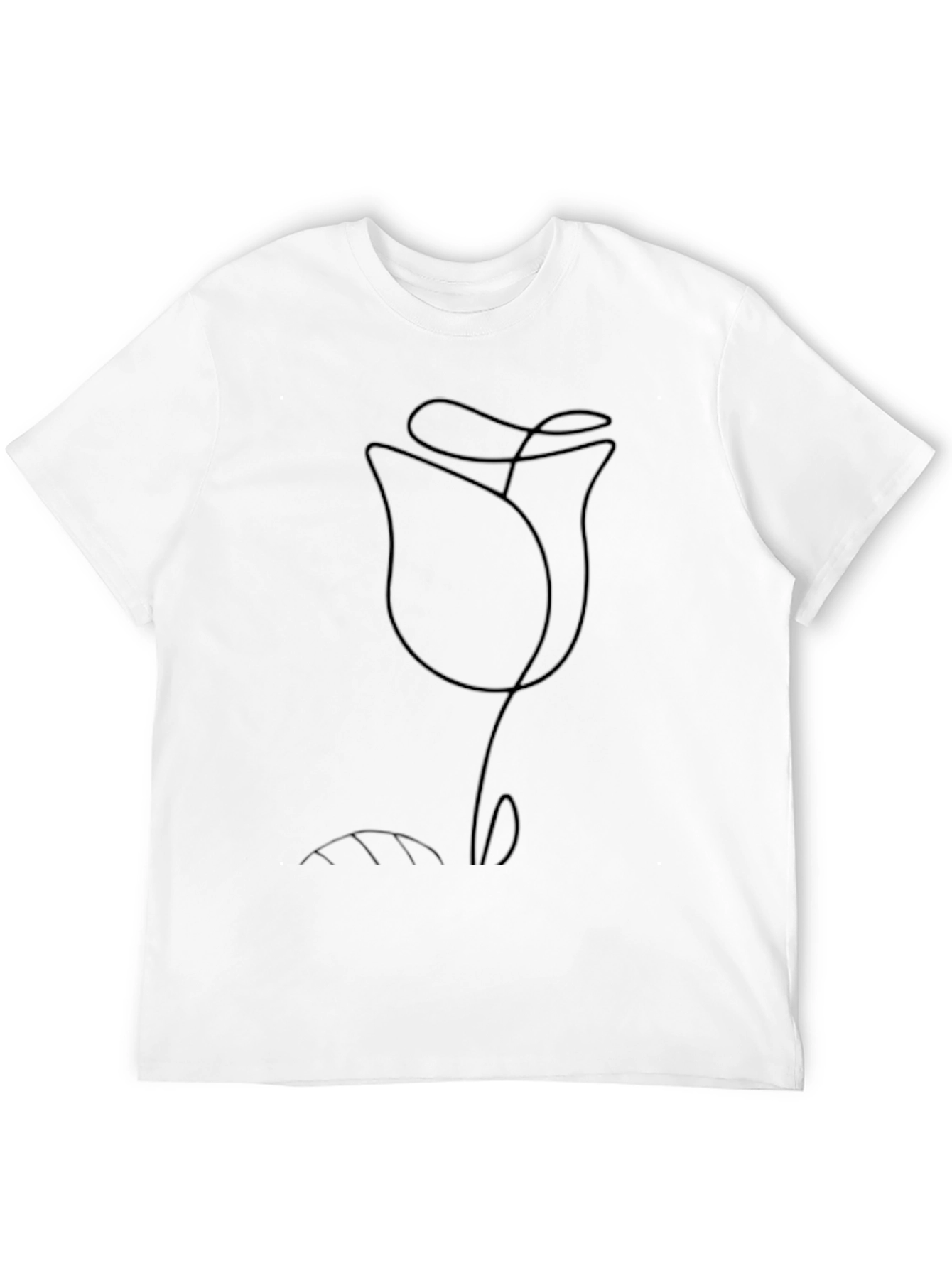 Minimalist Rose Line Art Black T-Shirt