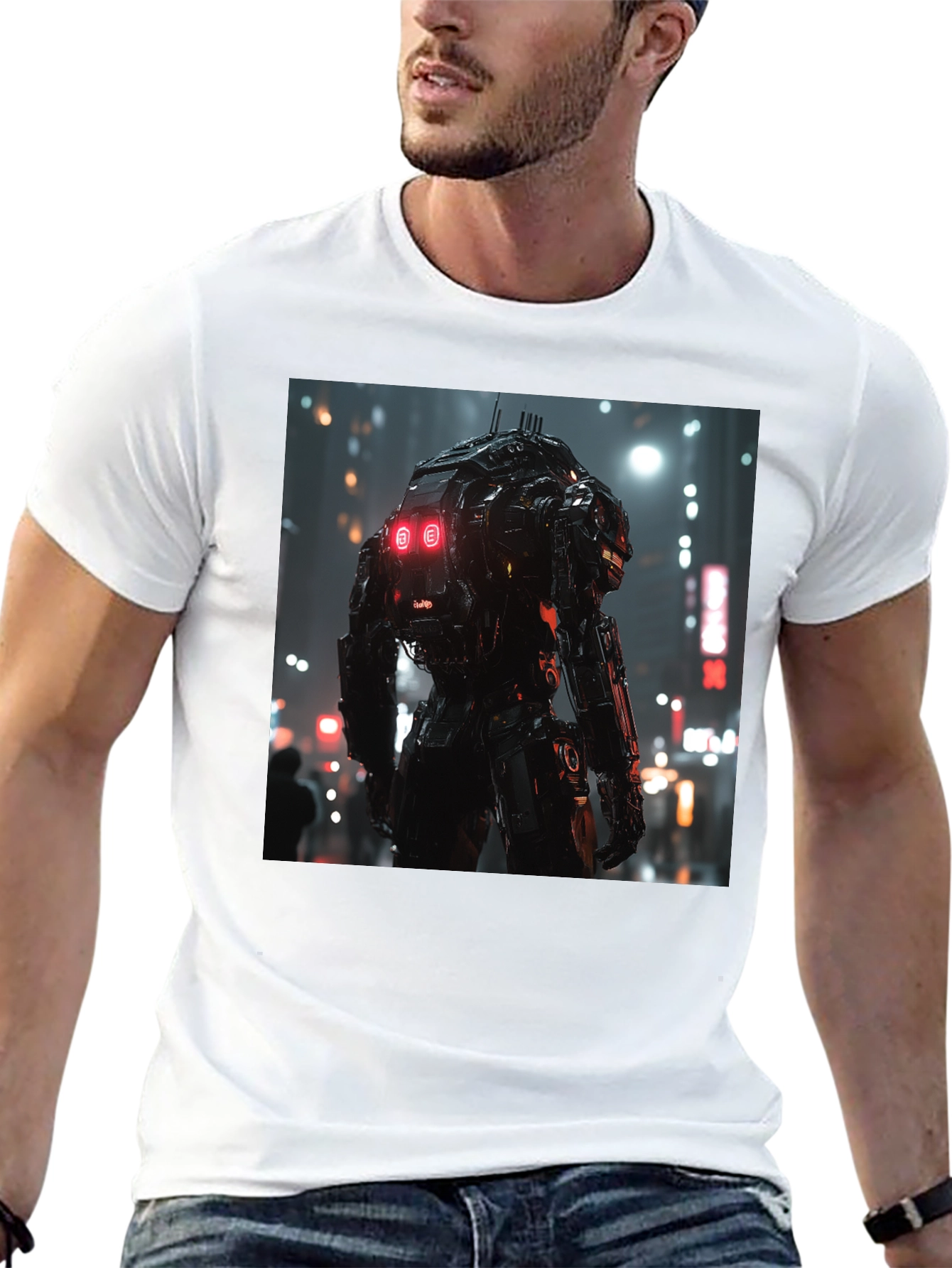 Sci-Fi Robot Cityscape Graphic Tee