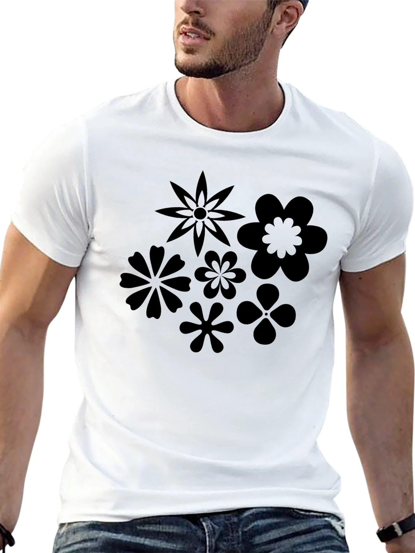 Black Flower Power Graphic T-Shirt