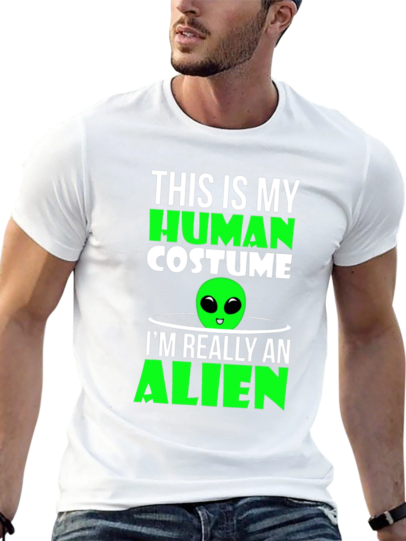 Human Costume Alien T-Shirt - Funny Sci-Fi Tee