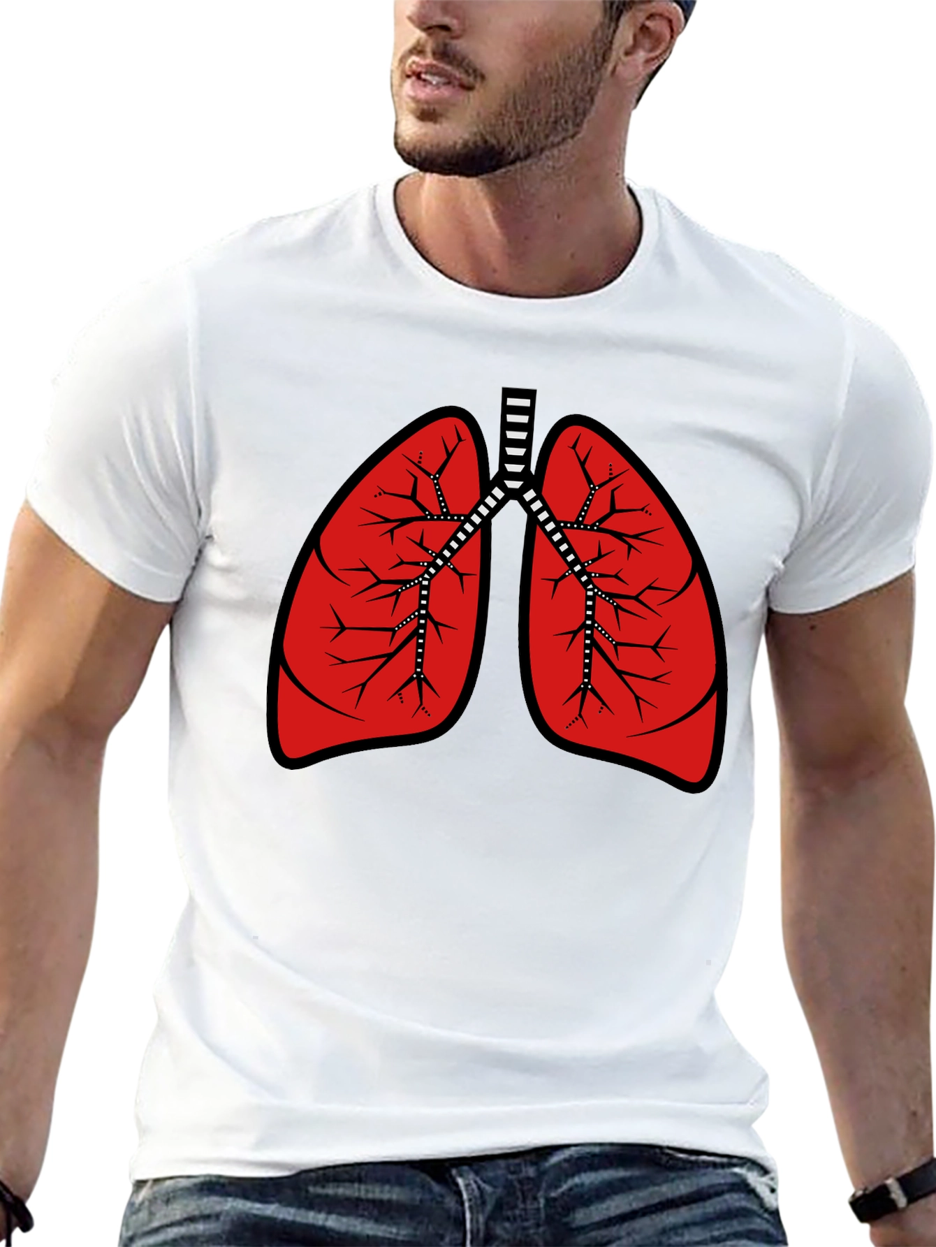 Anatomical Lungs Graphic Tee - Black Cotton T-Shirt