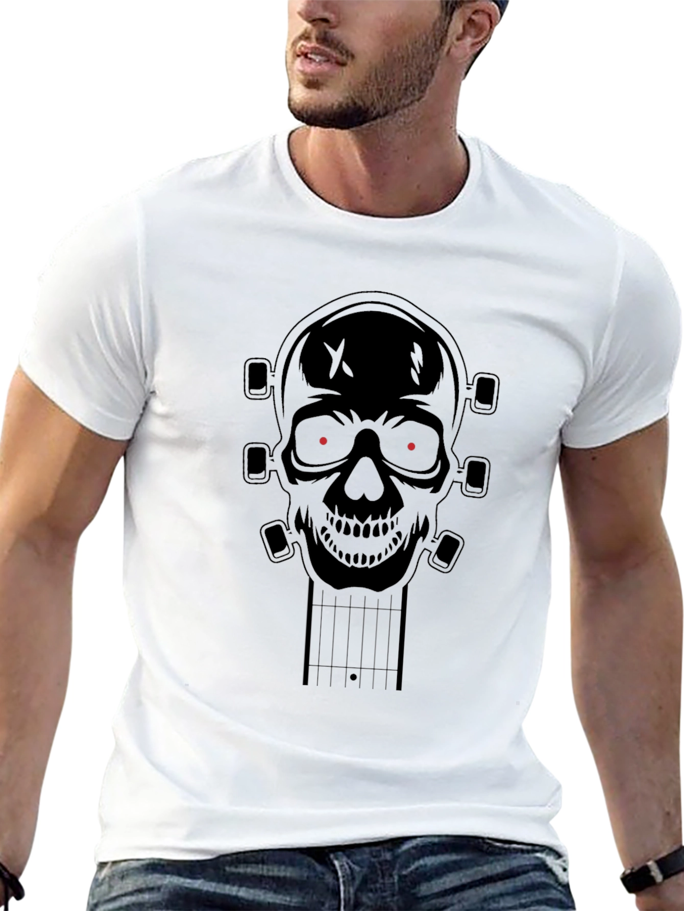 Skull Guitar Head T-Shirt - Rock On!