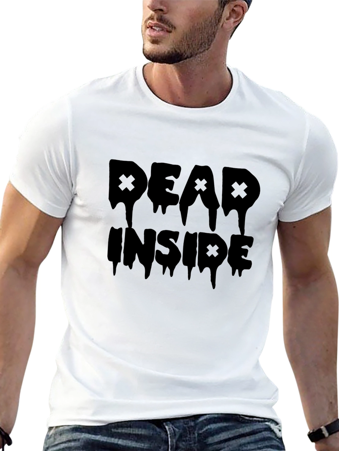 Dead Inside Graphic Tee - Black Cotton Casual T-Shirt