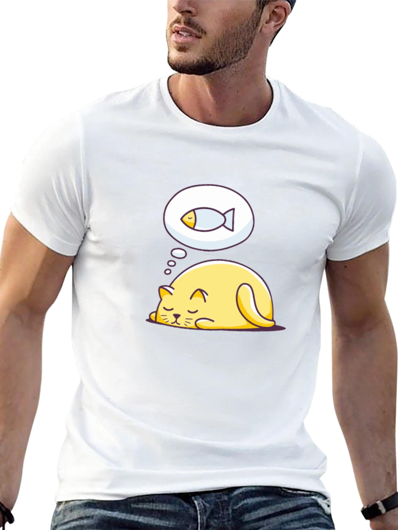 Dreaming Cat T-Shirt - Cute Graphic Tee