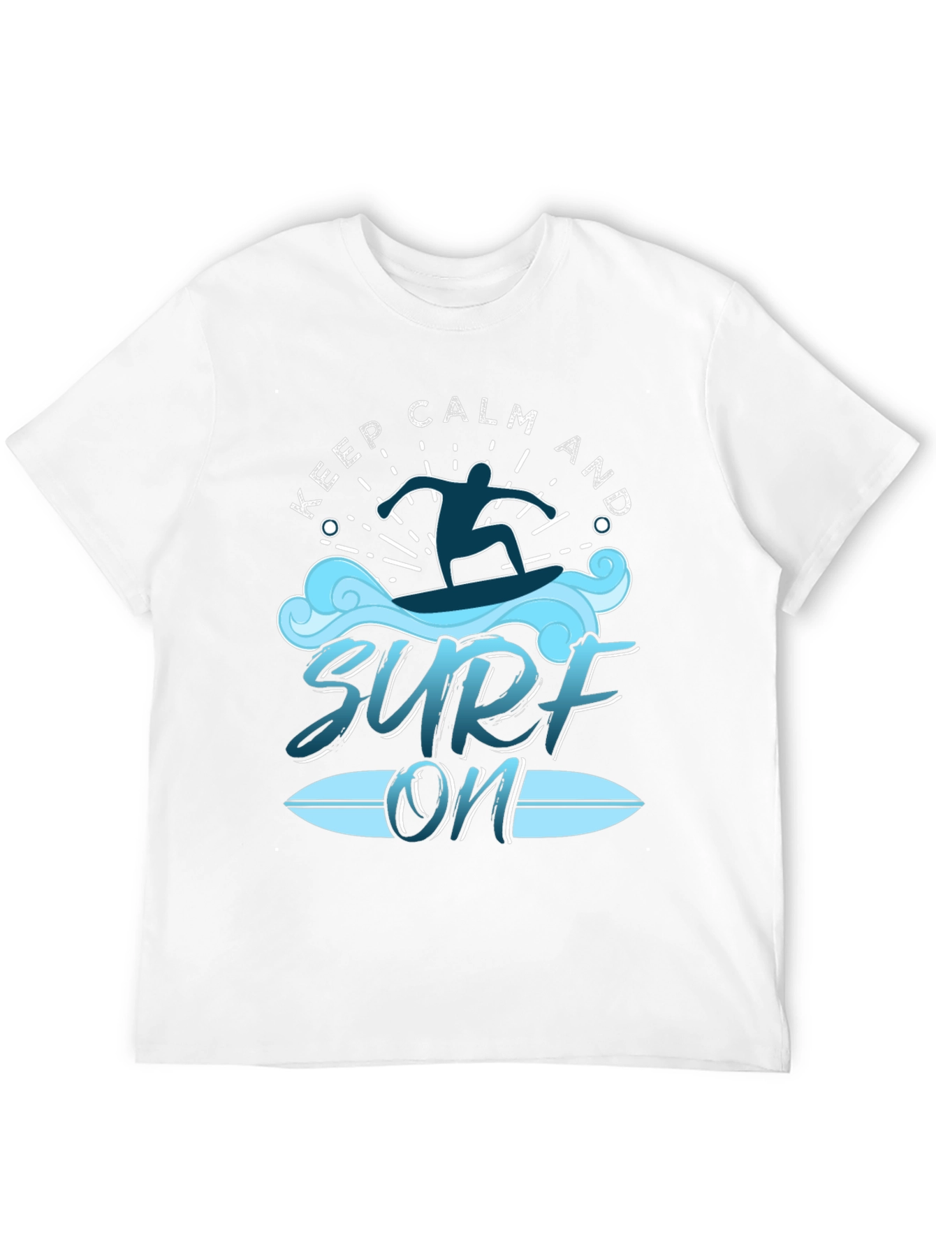 Keep Calm and Surf On Black T-Shirt