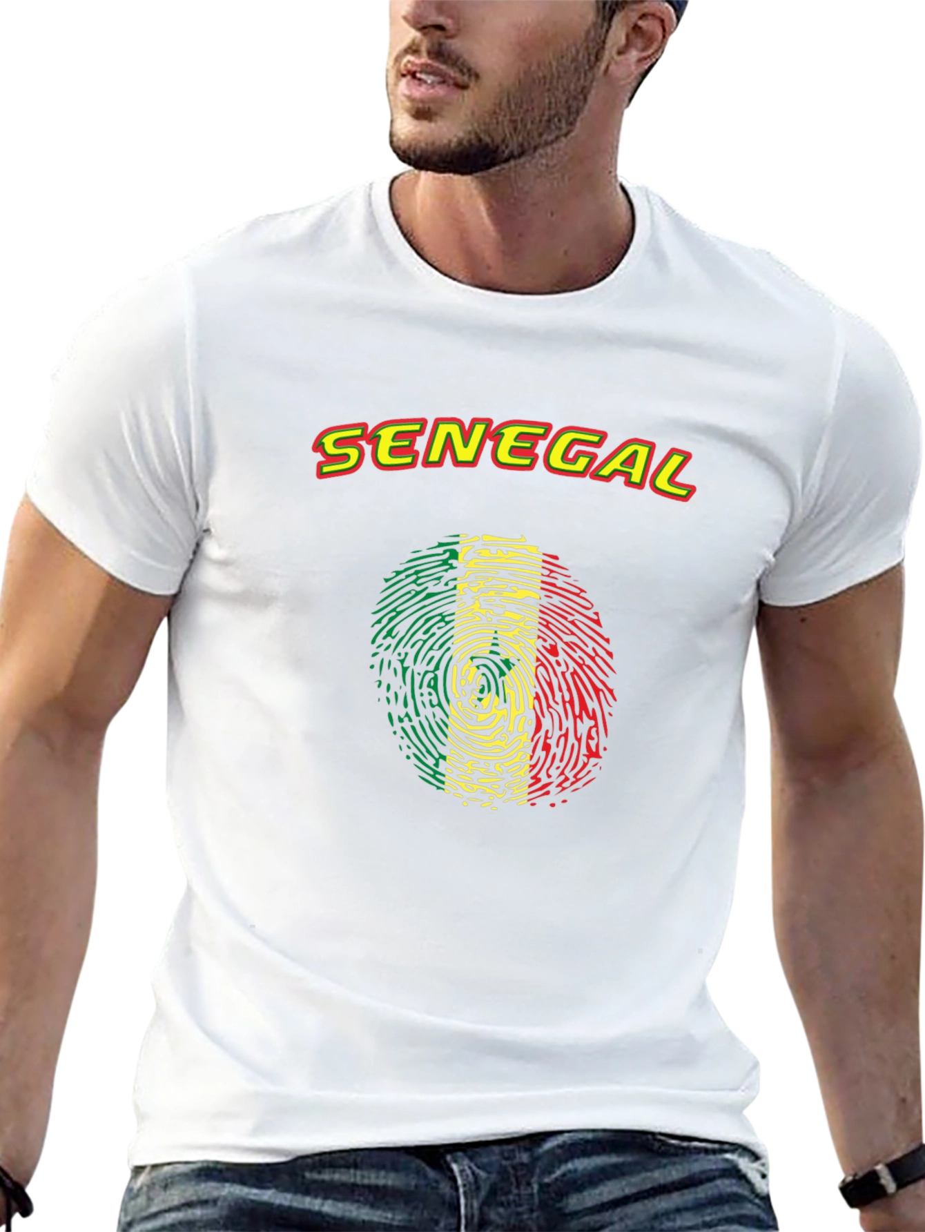 Senegal Pride T-Shirt - Fingerprint Flag Design