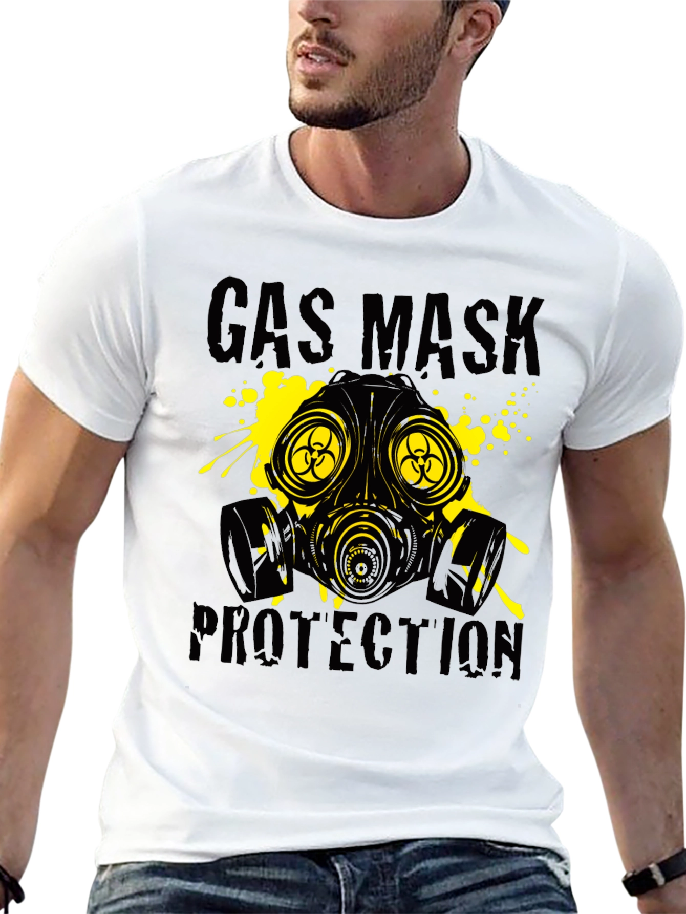 Gas Mask Protection Black Graphic T-Shirt