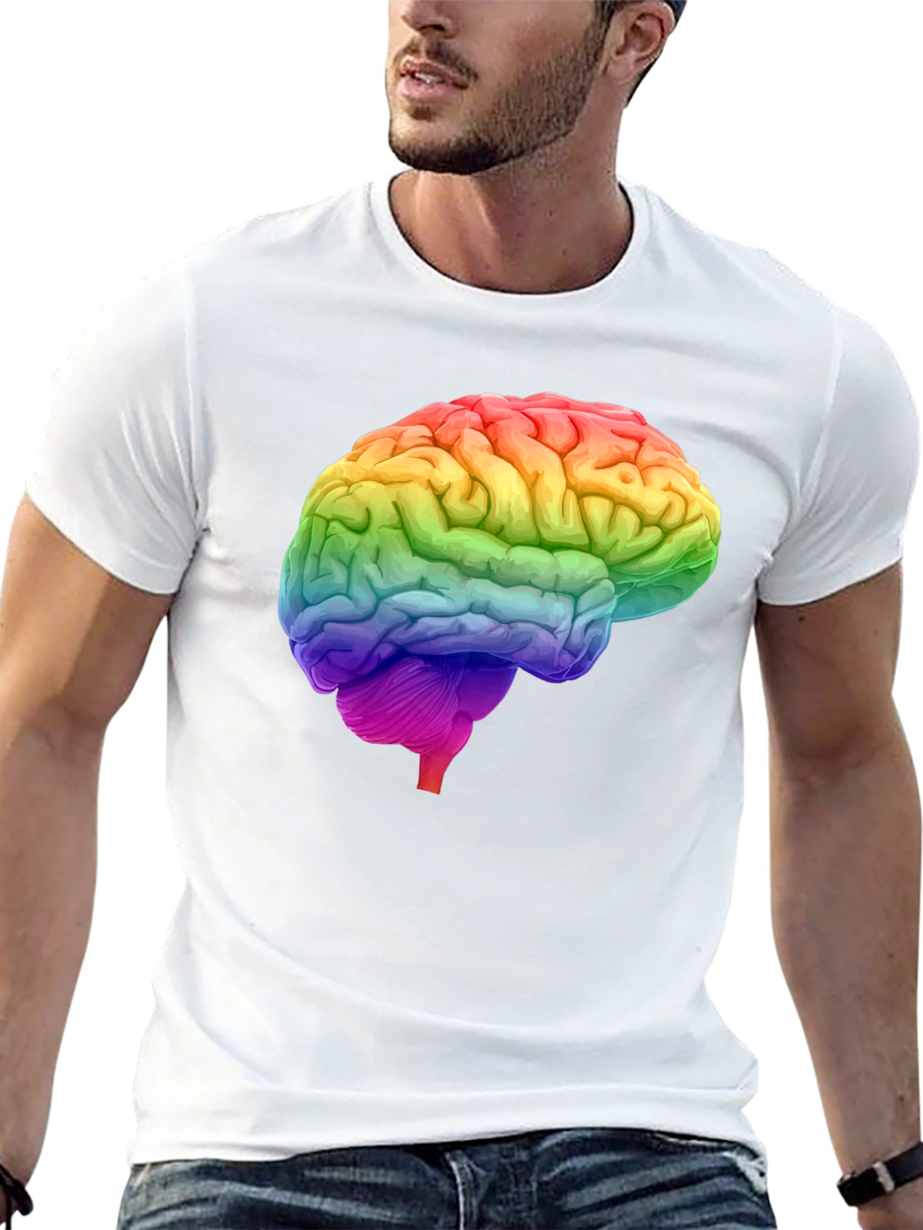 Rainbow Brain Graphic T-Shirt - Unique Design