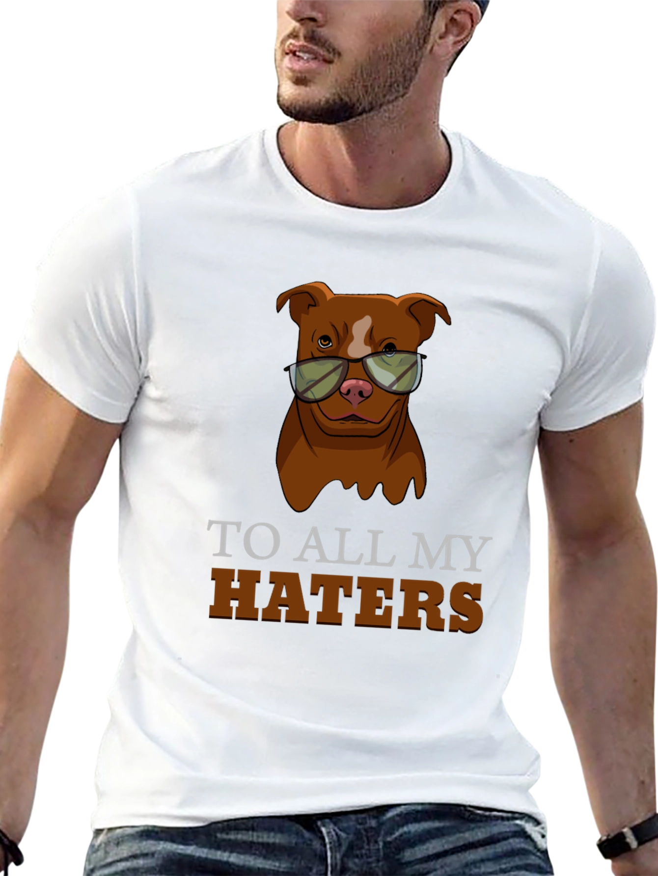 Dog Haters T-Shirt - Pitbull Wearing Sunglasses