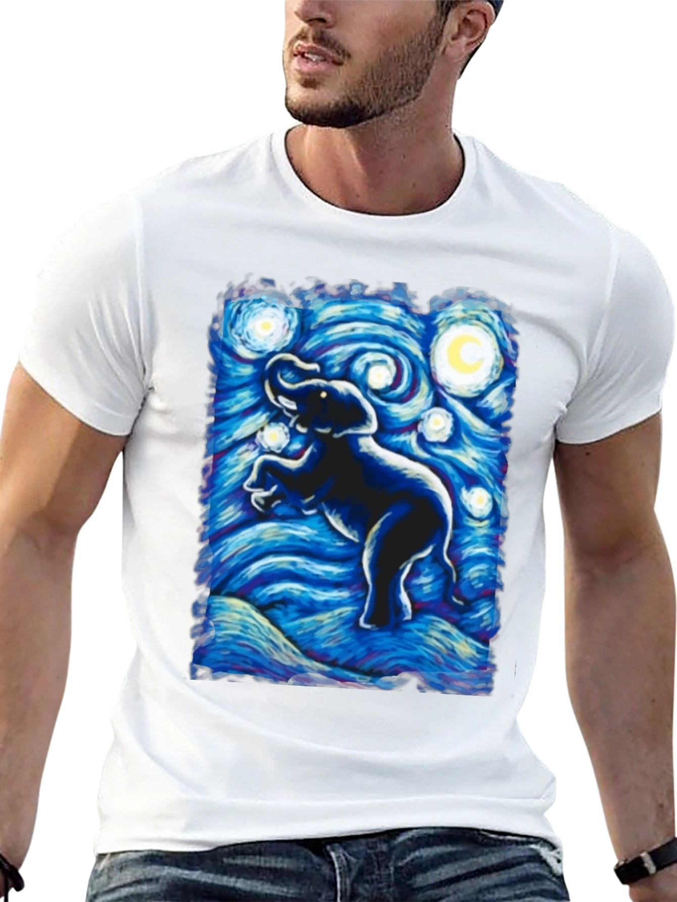 Elephant Starry Night Art T-Shirt