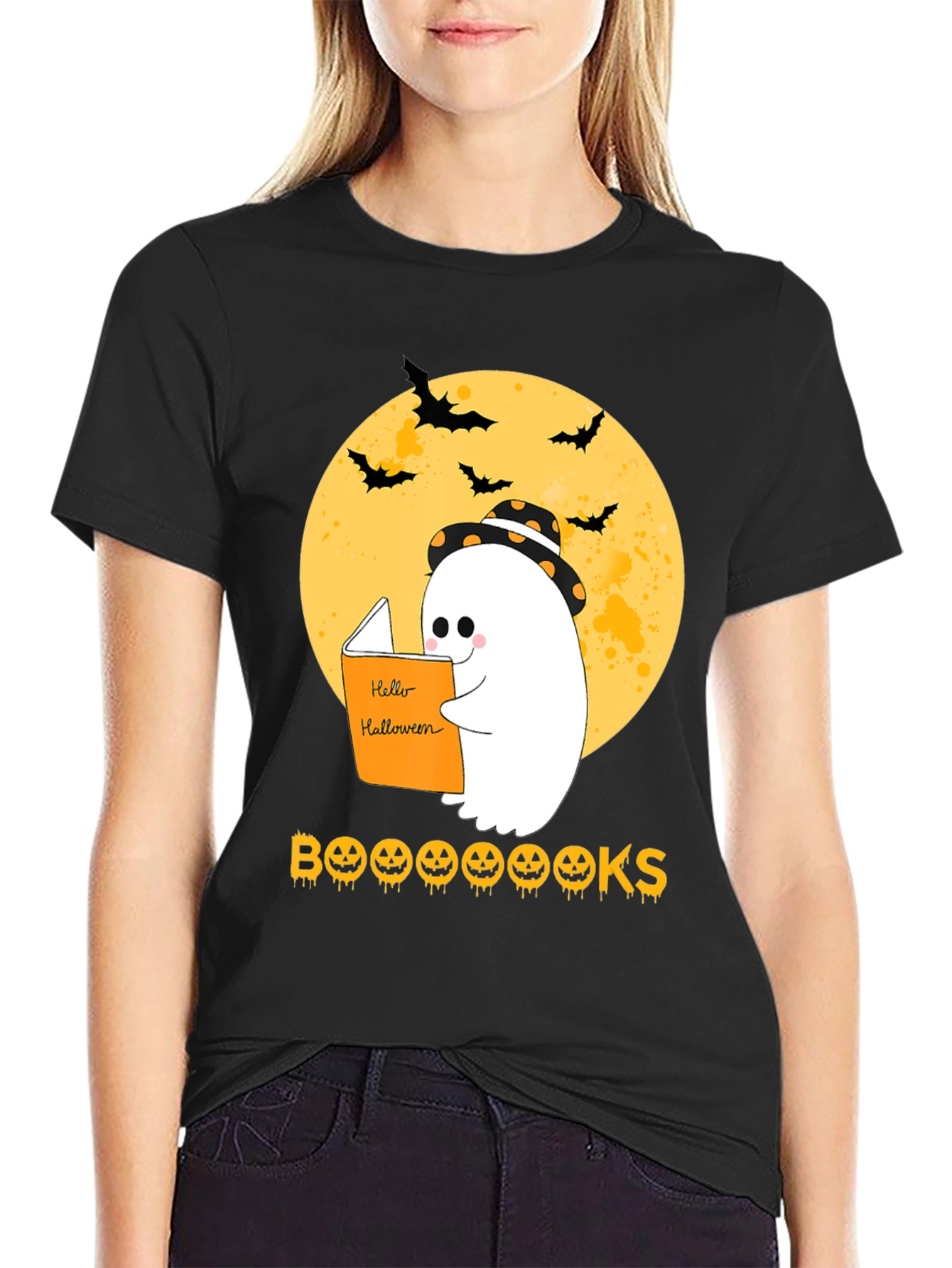 Halloween Ghost Reading Book T-Shirt