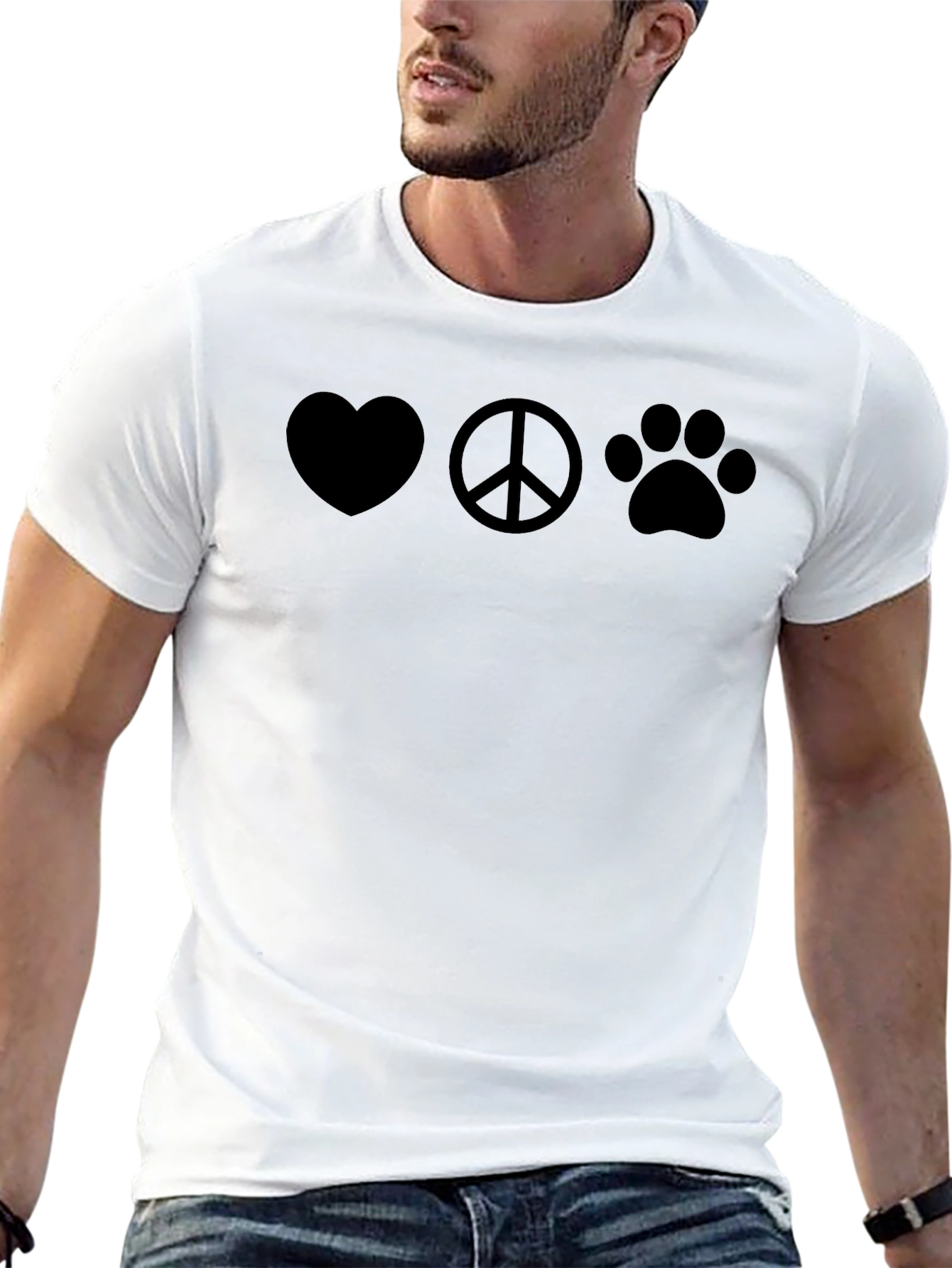 Love Peace Paw T-Shirt - Unisex Black Tee
