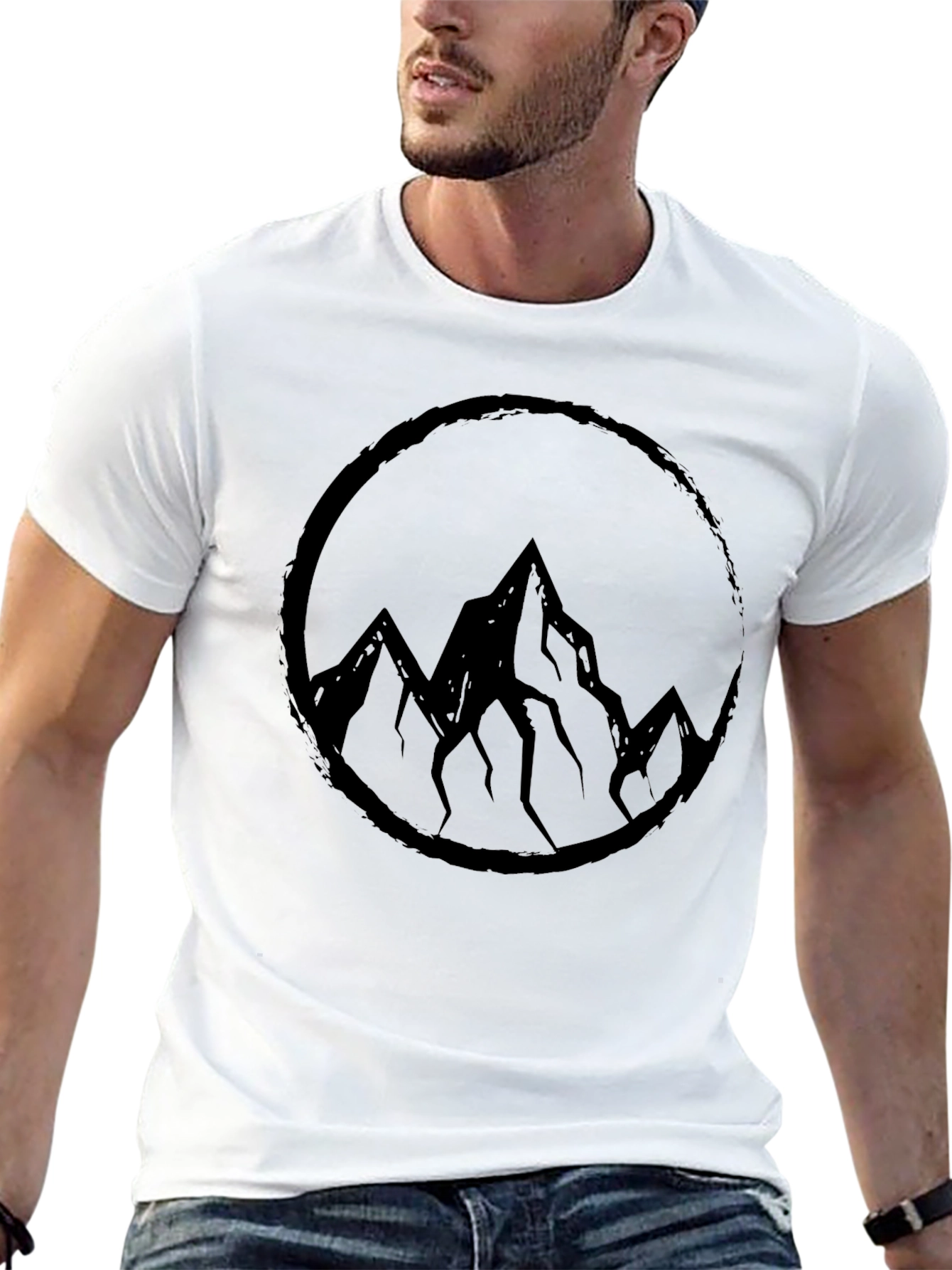 Mountain Circle Graphic Tee - Black Cotton Blend