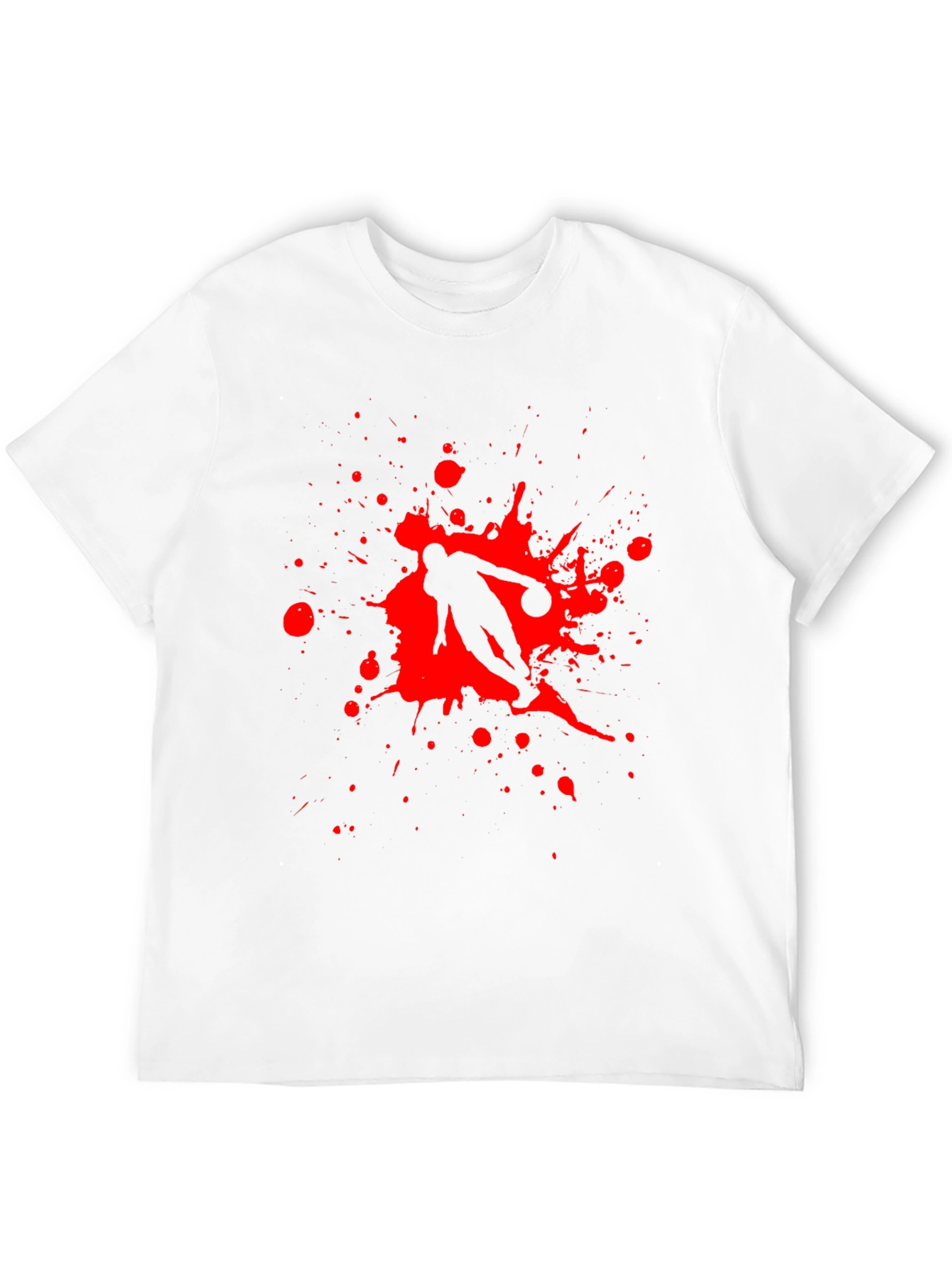 Black T-Shirt with Red Basketball Splatter Design