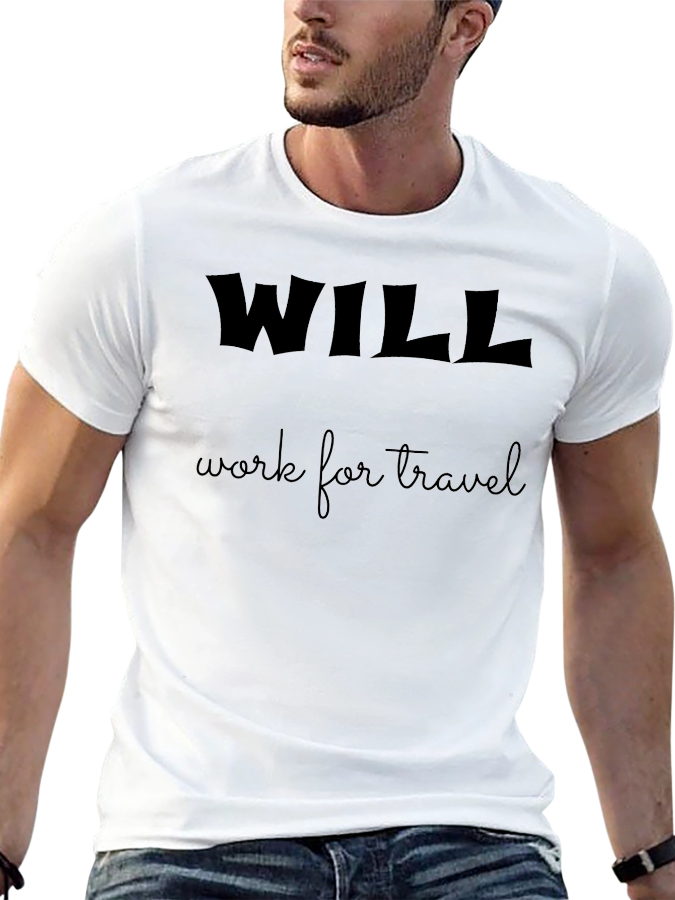 Will Work for Travel Black T-Shirt