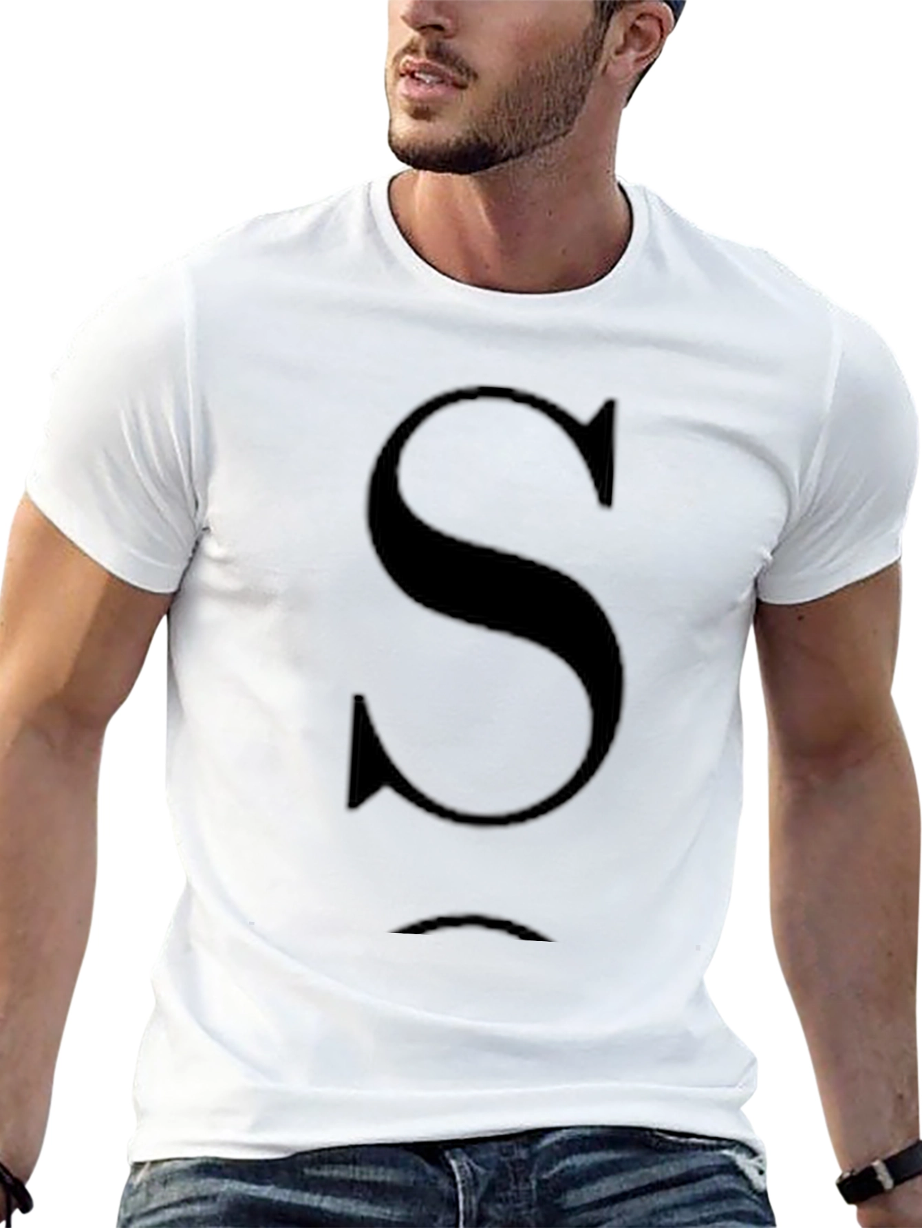 Mens Black T-Shirt with S Design