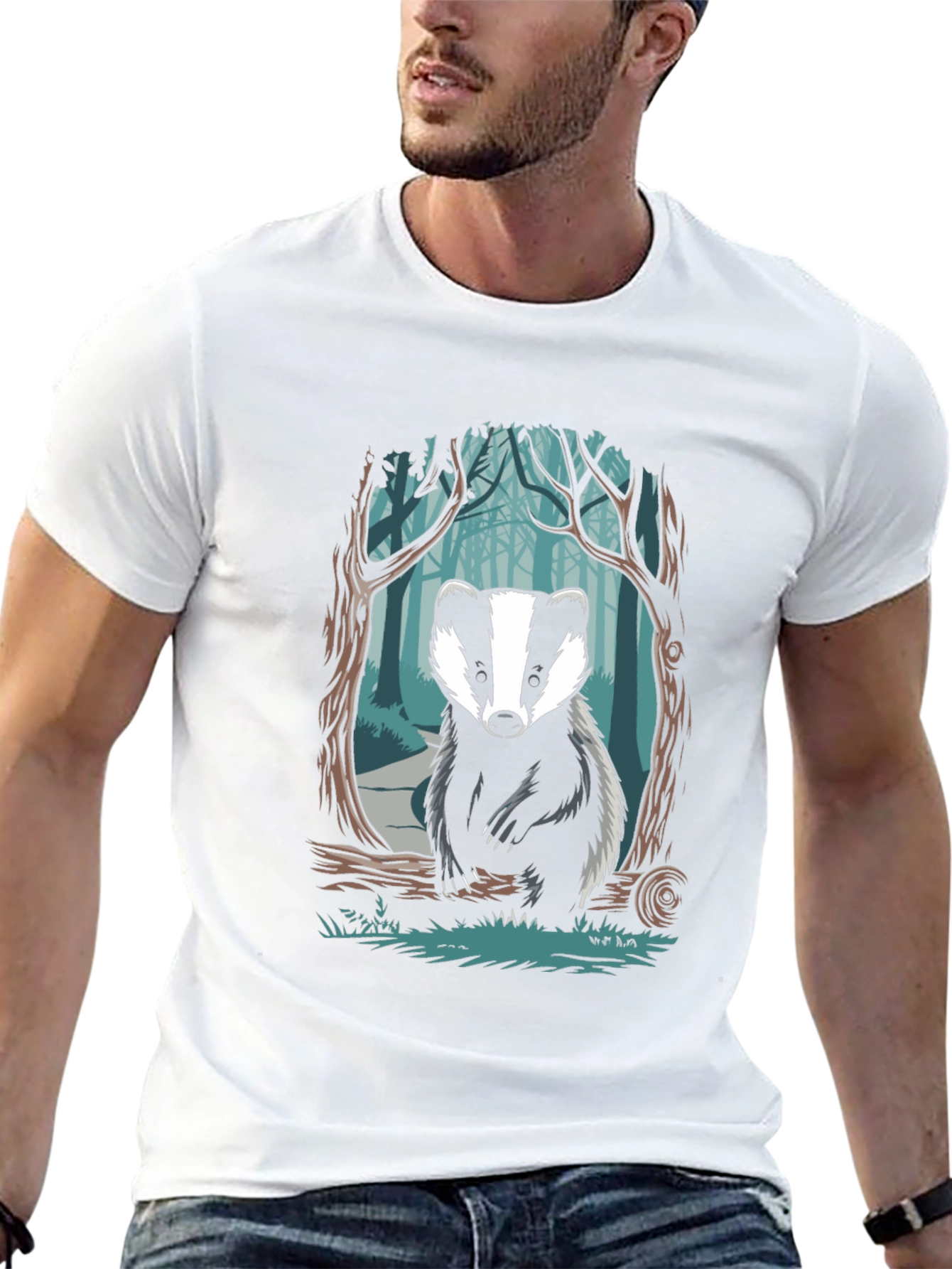 Badger Forest Graphic Tee - Nature Inspired Design