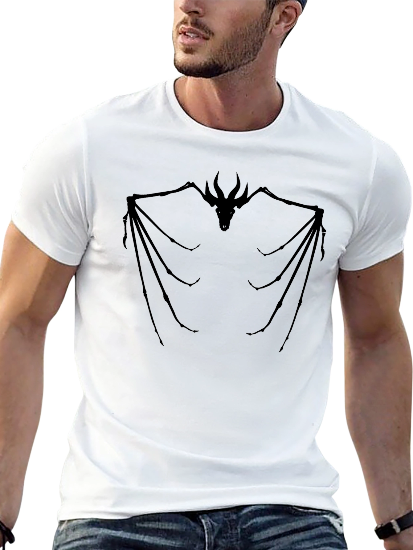 Dragon Skeleton Graphic T-Shirt - Black