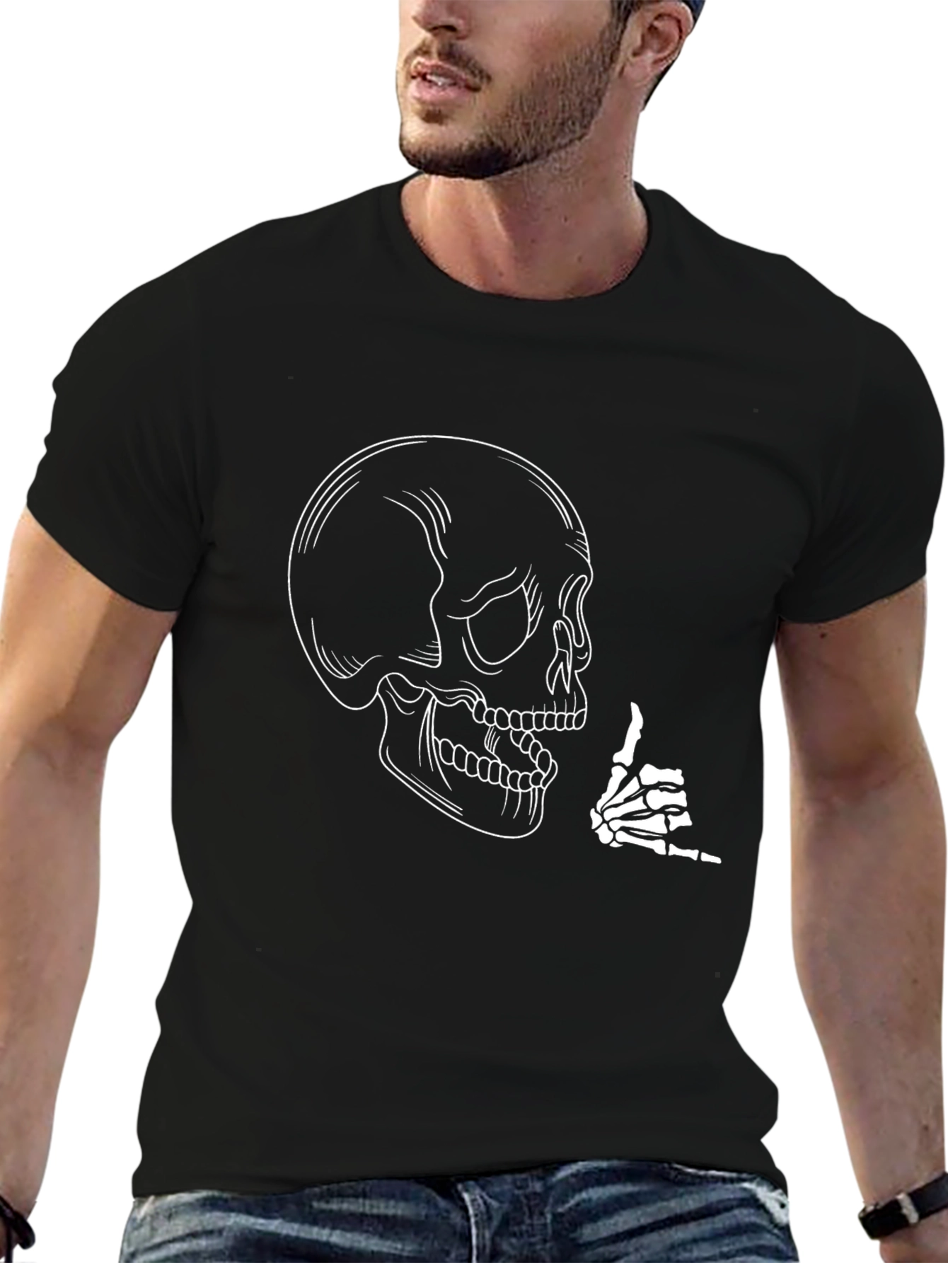 Skeleton Shaka Sign Graphic Tee
