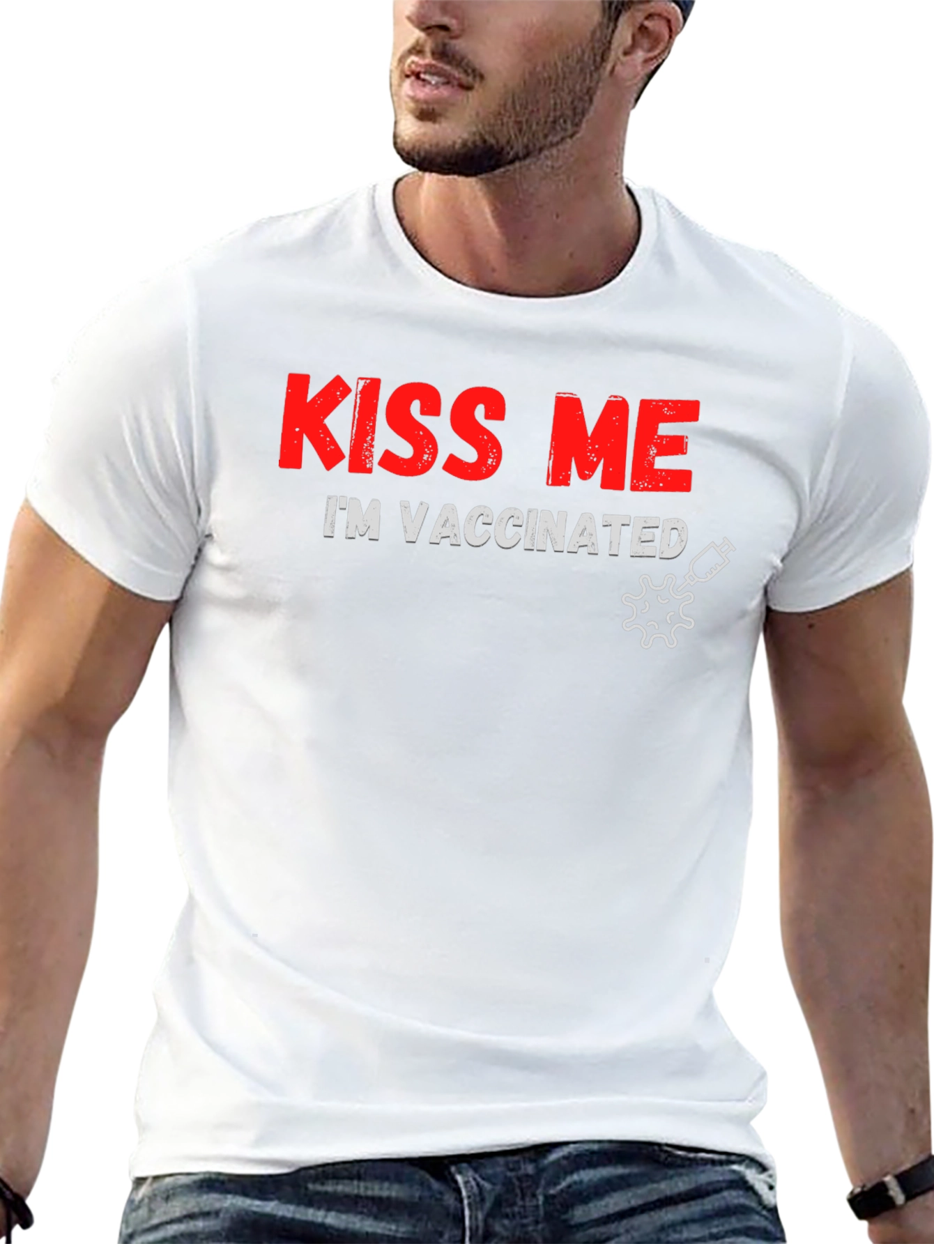 Kiss Me Im Vaccinated Black T-Shirt