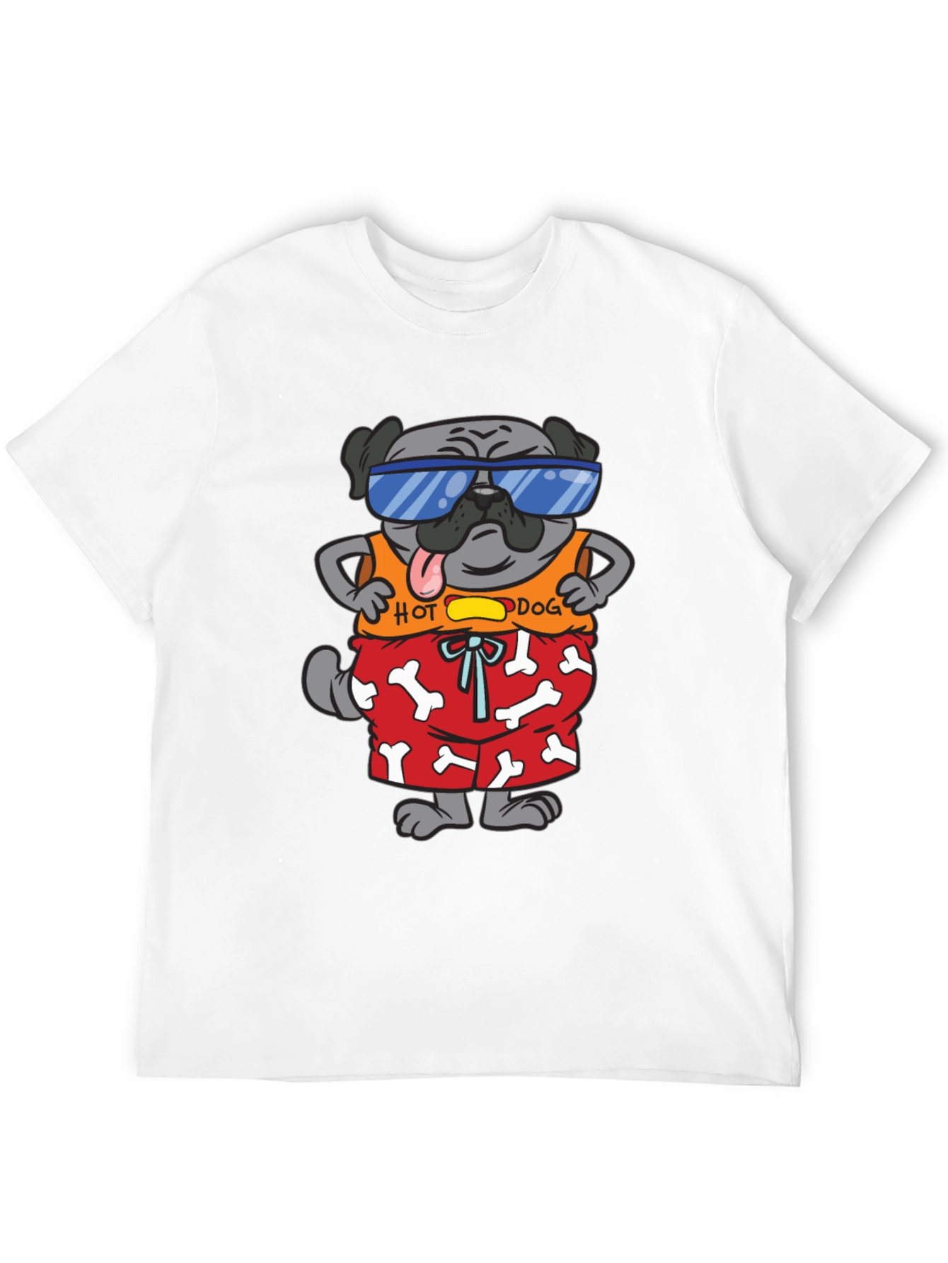 Funny Pug Hot Dog Graphic T-Shirt