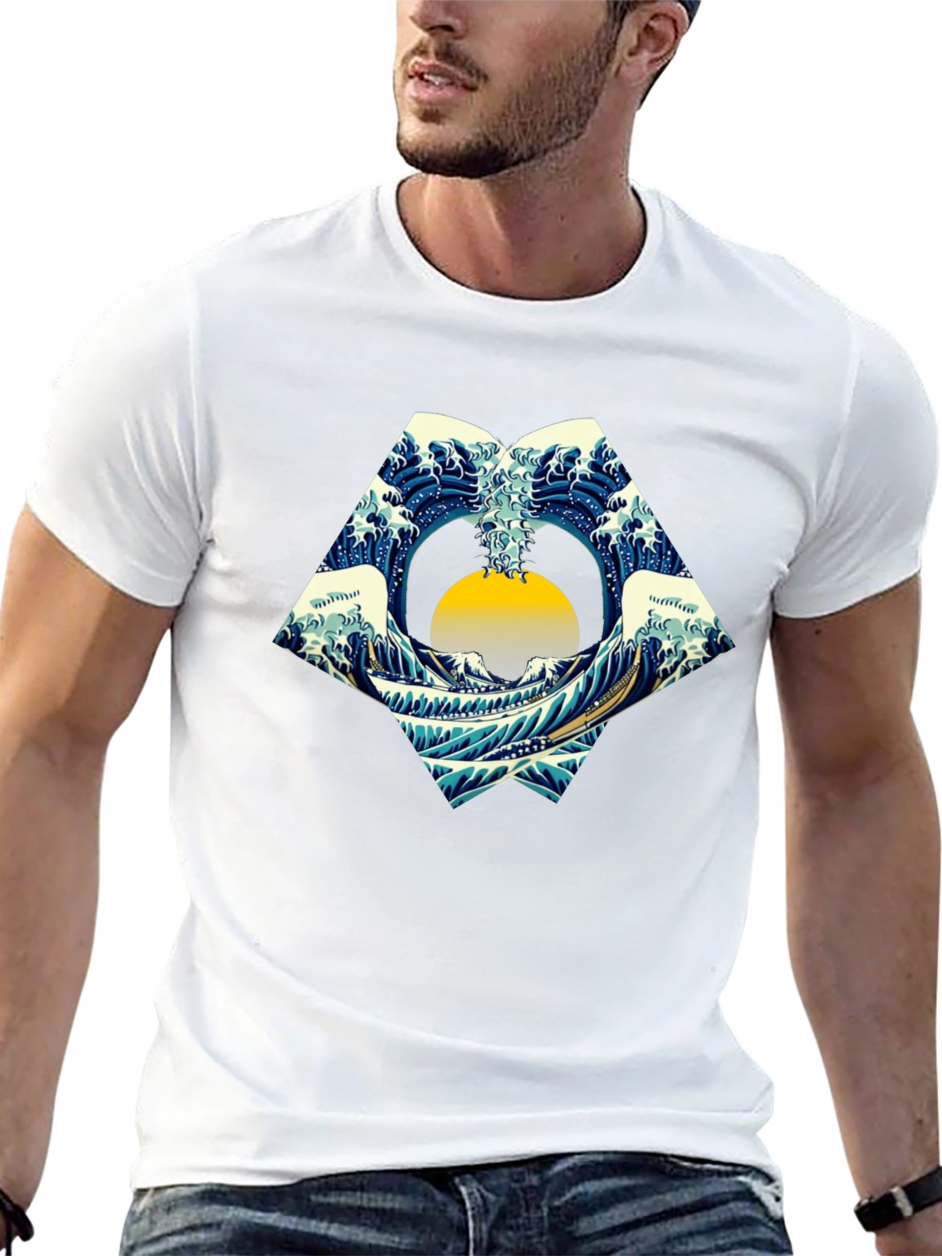 Great Wave Graphic Tee - Black Cotton Shirt