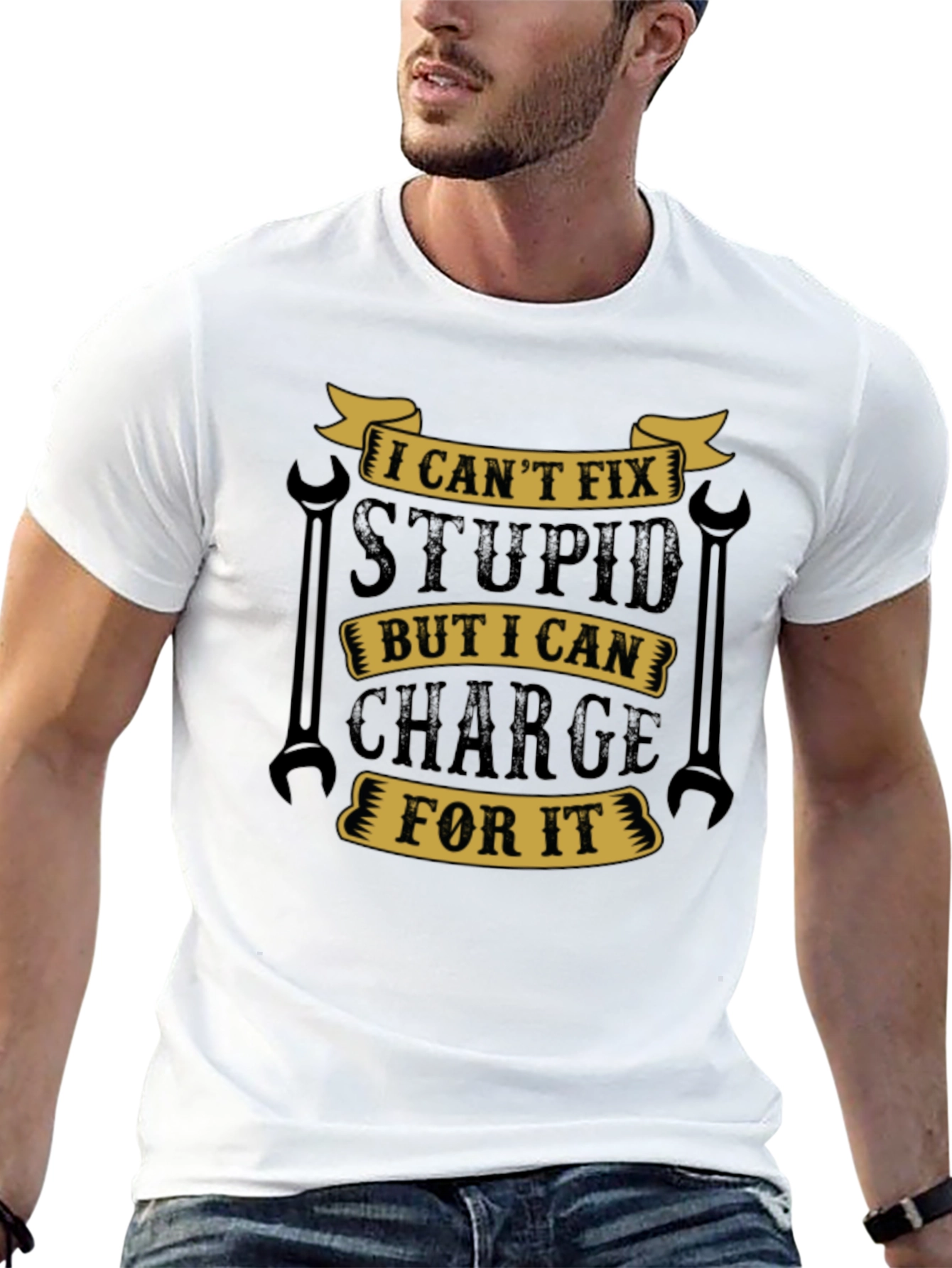 Funny Mechanic T-Shirt - I Cant Fix Stupid