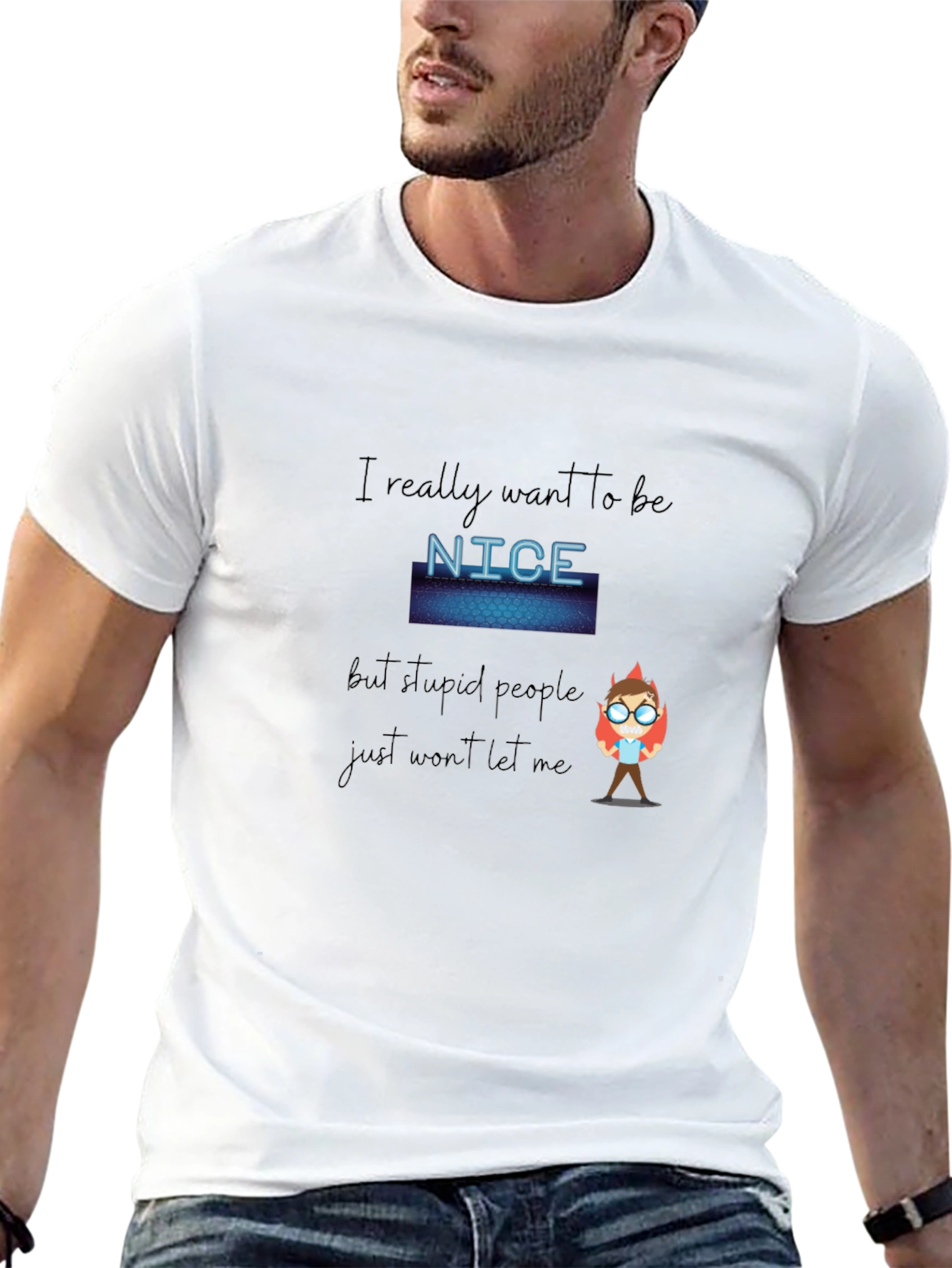 Funny Nice Graphic Print Black Tee