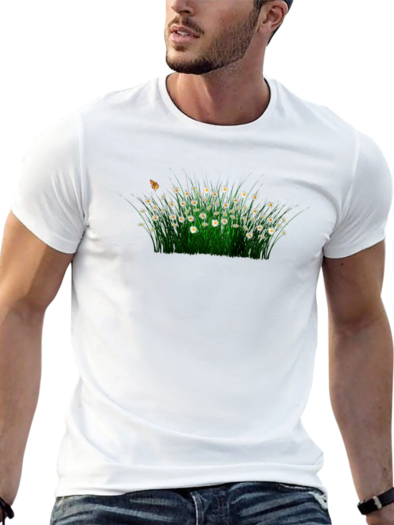 Daisy Field Graphic Tee - Soft Black Cotton T-Shirt