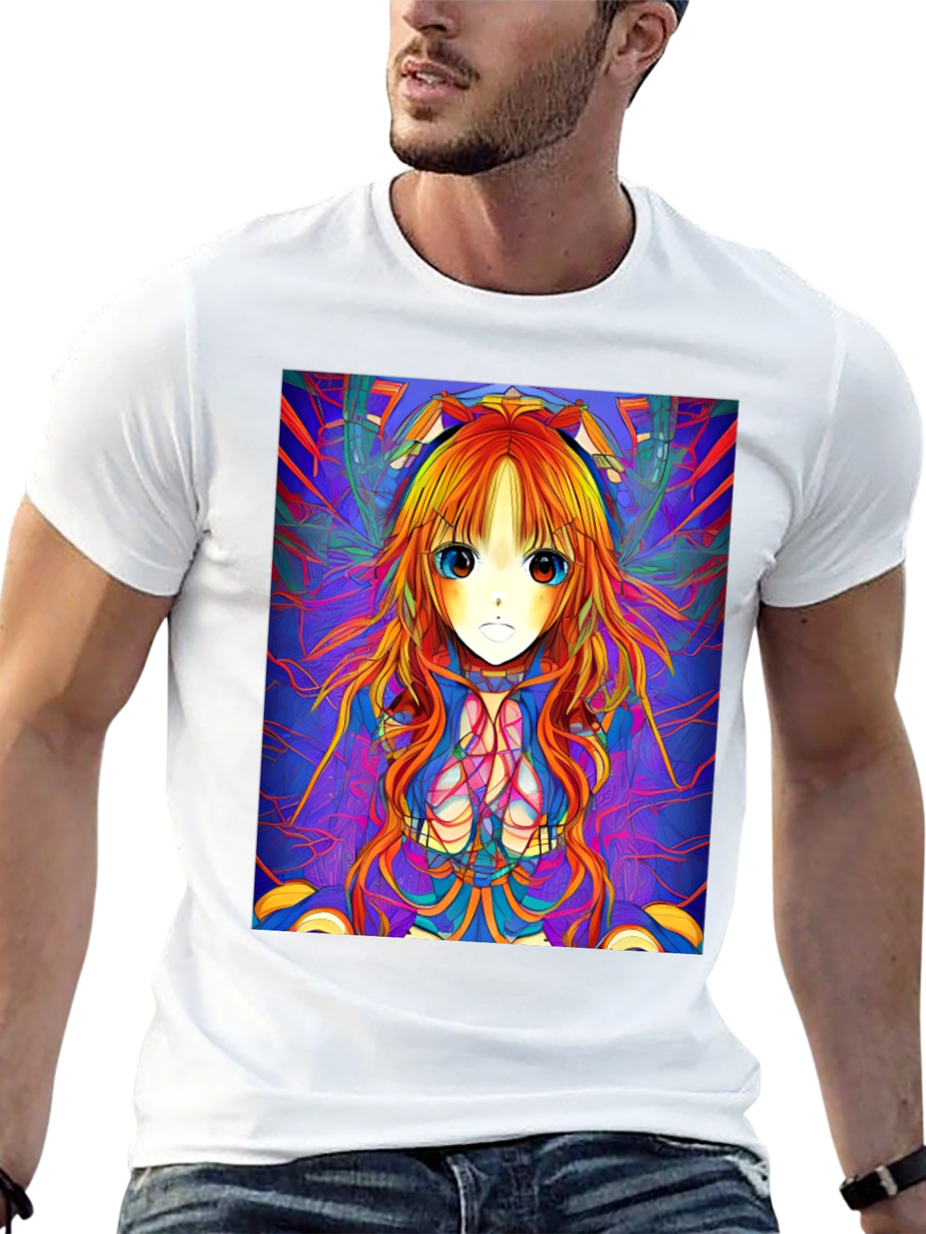 Anime Girl Graphic Print Black T-Shirt