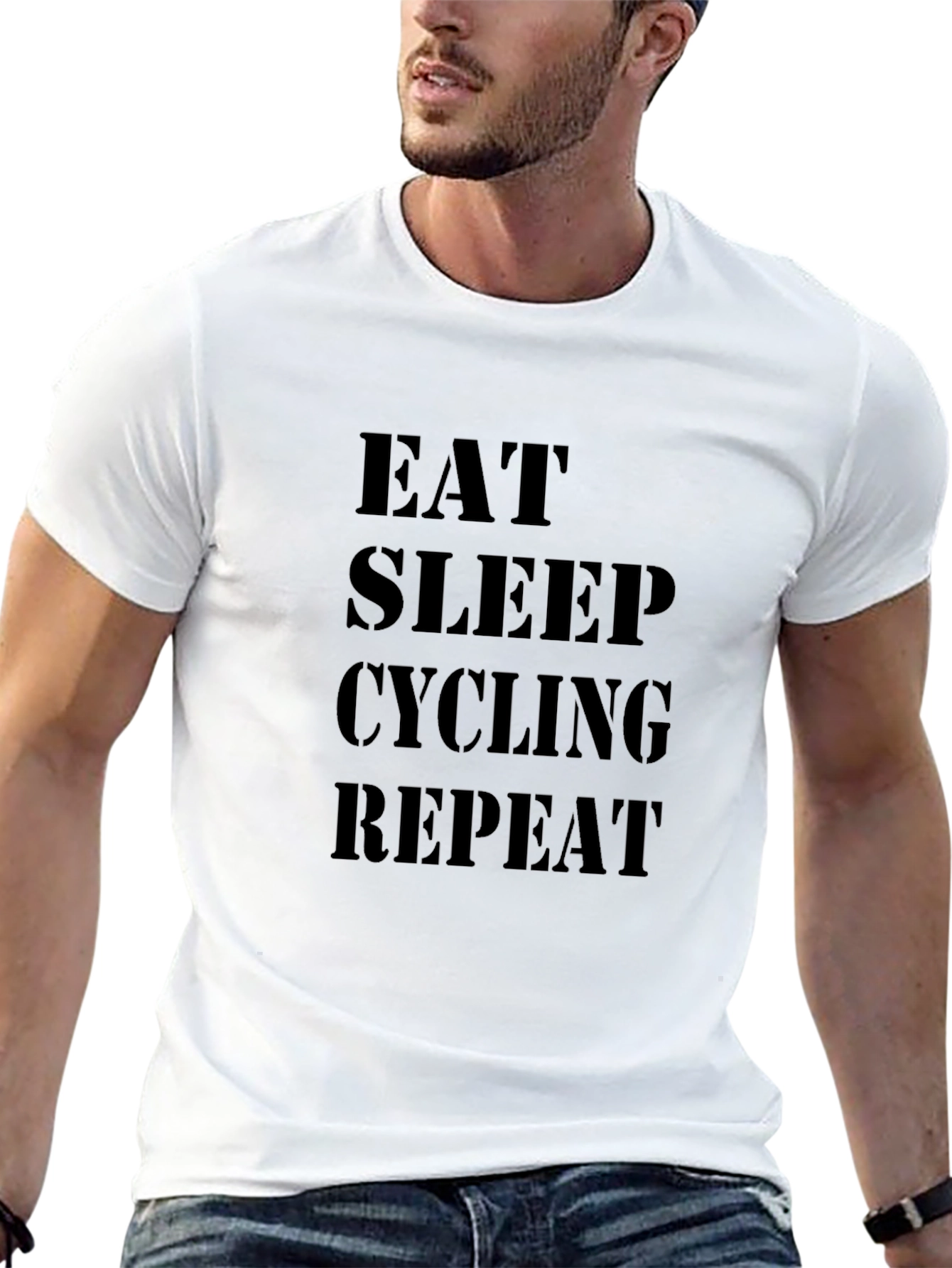 Eat Sleep Cycling Repeat T-Shirt - Black Cotton Tee