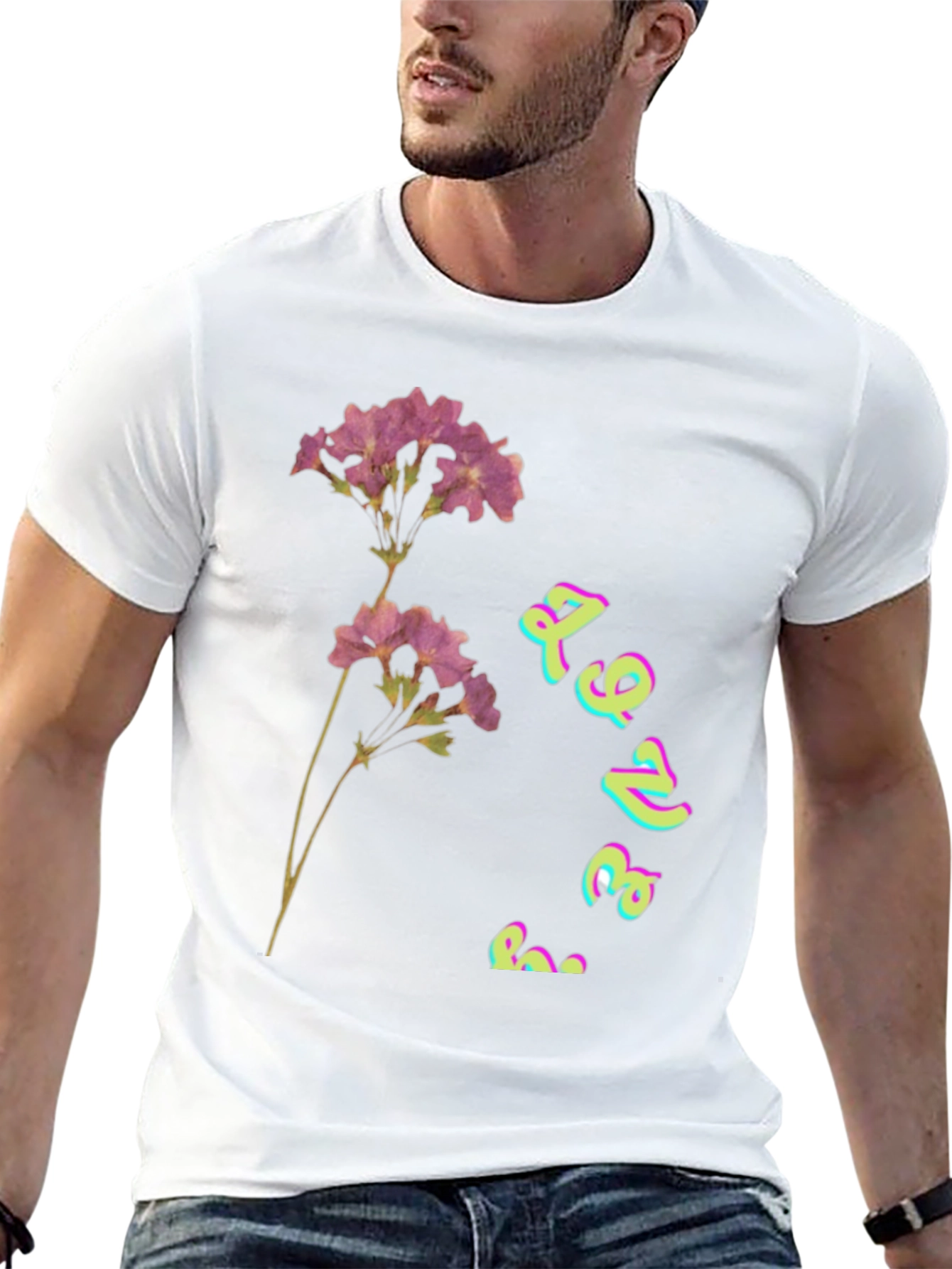 Floral Graphic Print Black T-Shirt