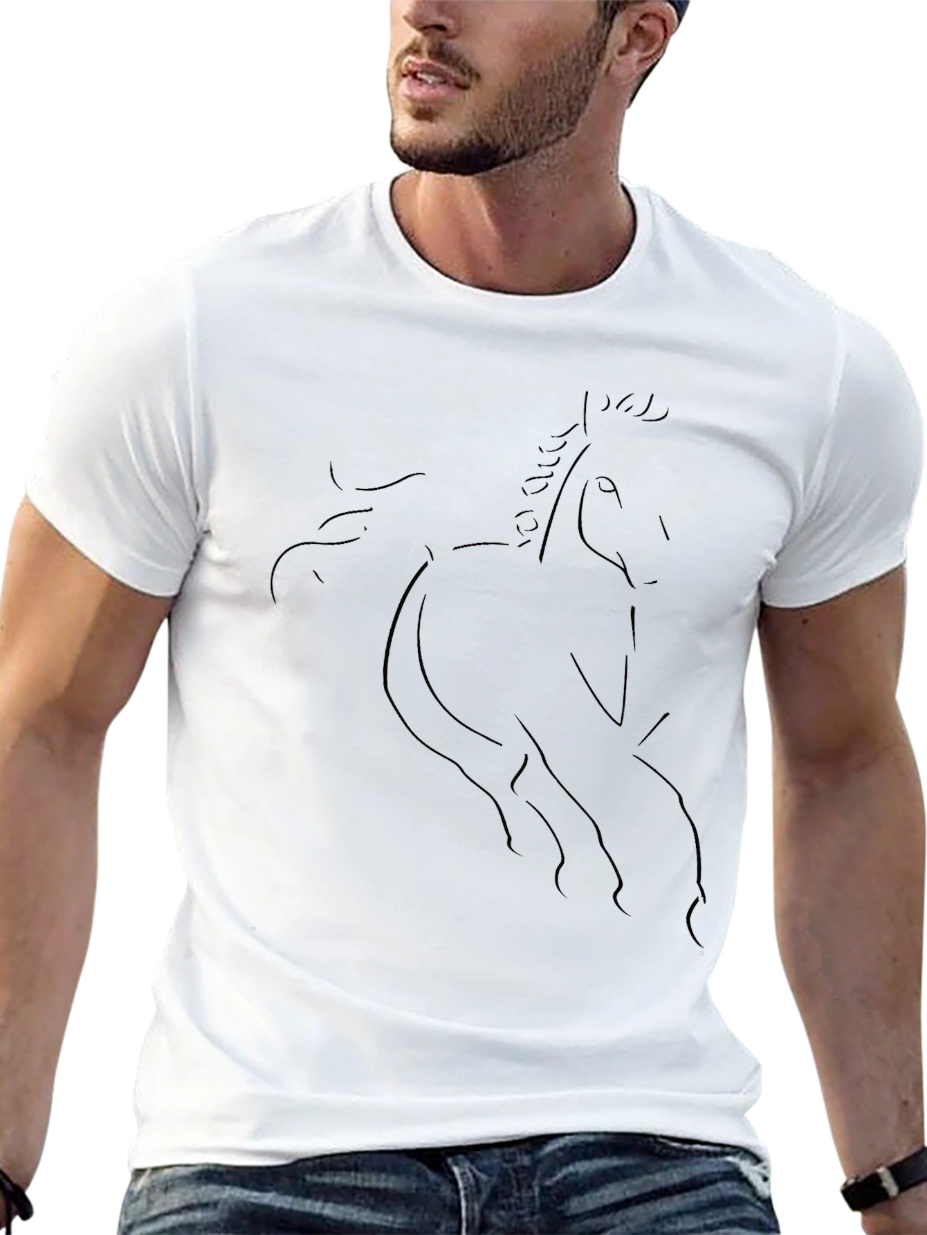 Abstract Horse Graphic Black T-Shirt