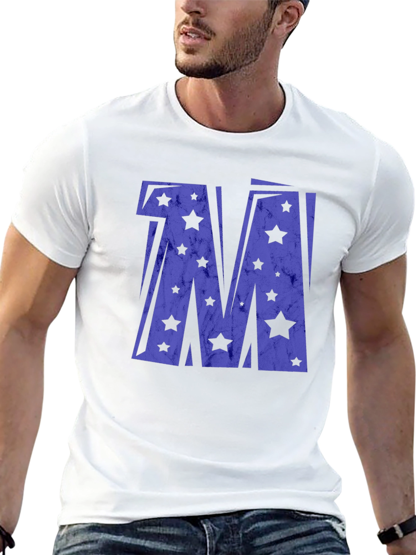 Starry Letter M Black T-Shirt