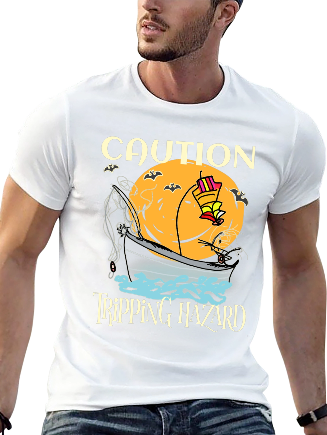 Caution Tripping Hazard Funny Halloween T-Shirt