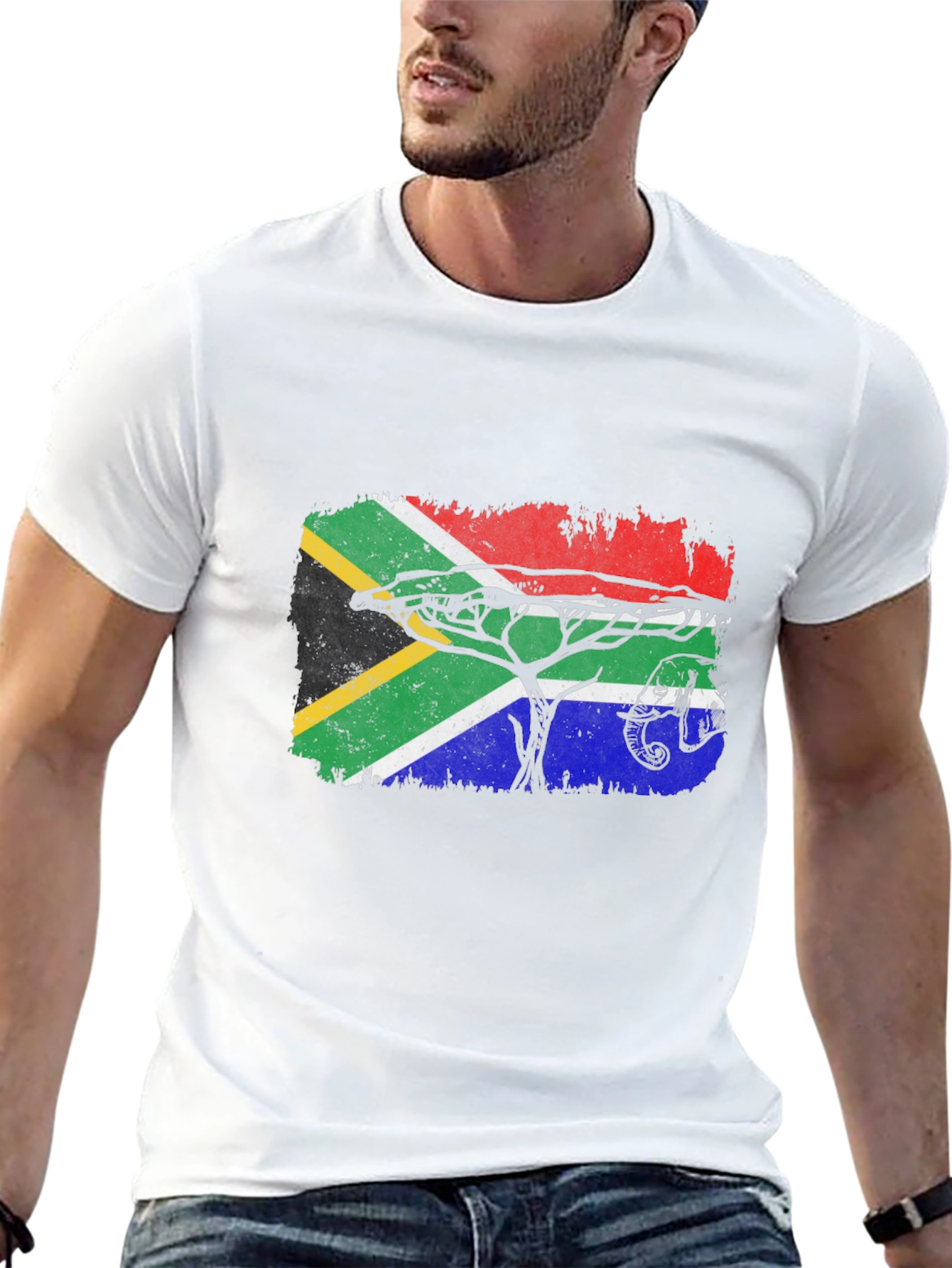South Africa Flag Tree Graphic Tee - Black