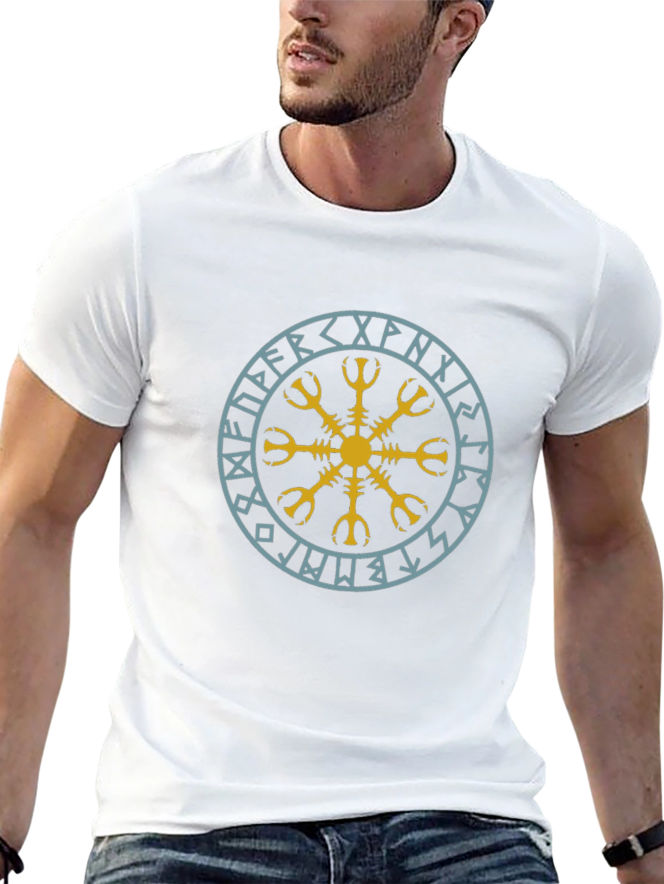 Viking Rune Circle Graphic Tee - Black