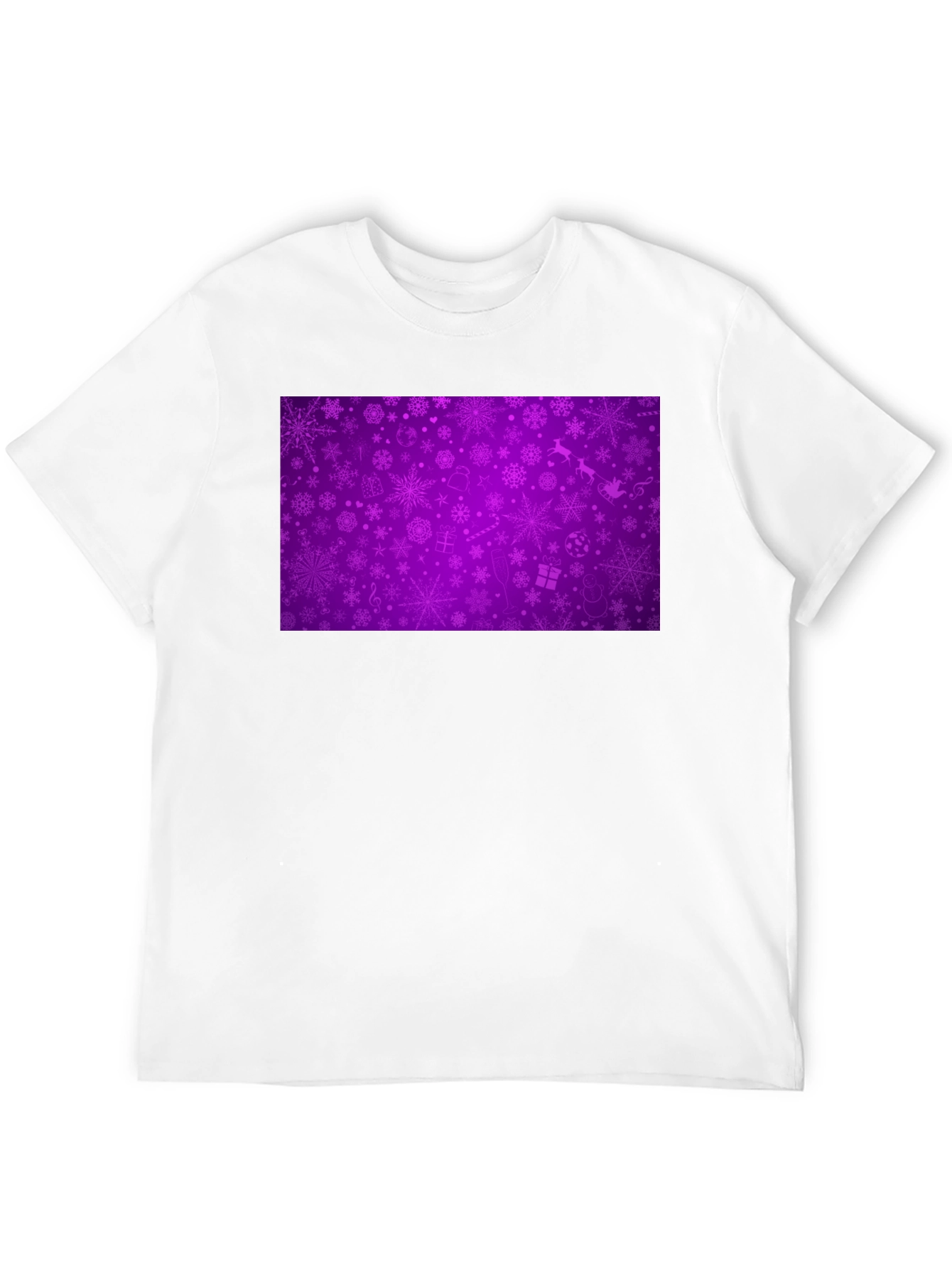 Festive Purple Snowflake Pattern T-Shirt