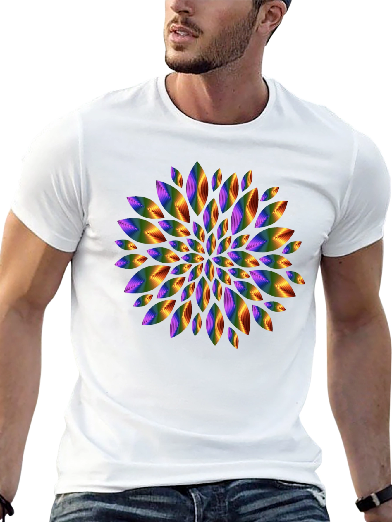 Rainbow Floral Graphic Black T-Shirt